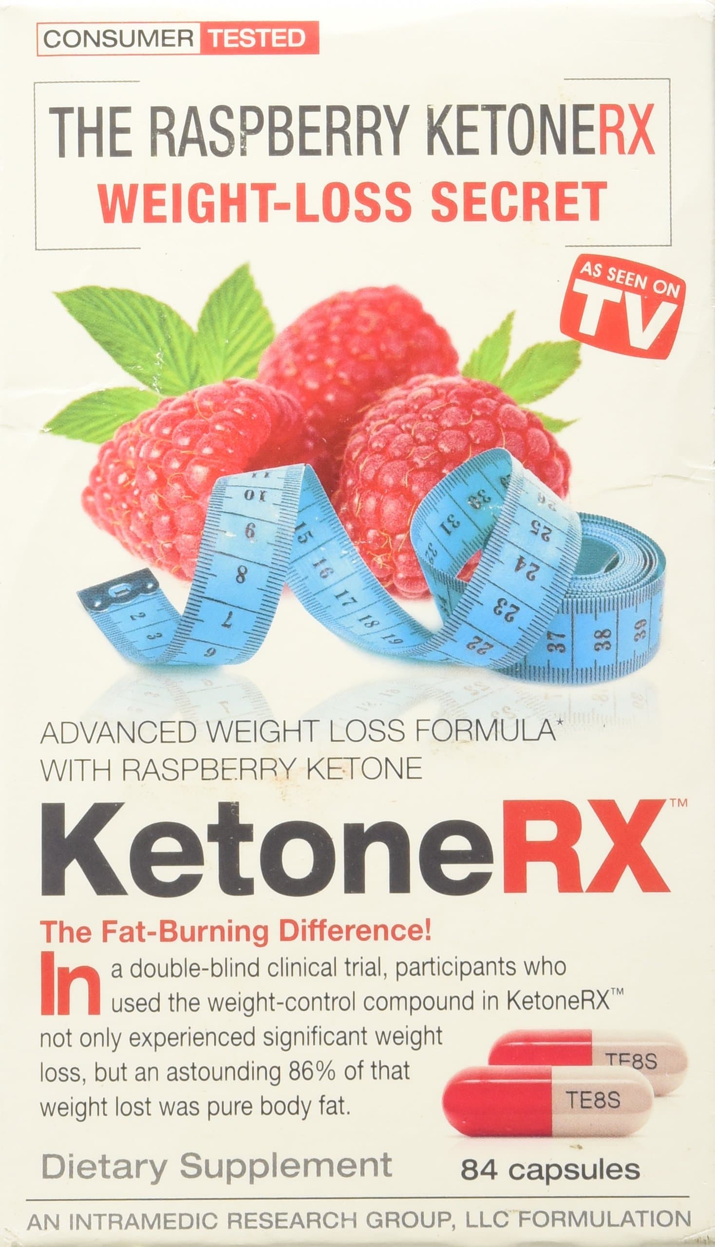 Intramedics Ketone RX, Raspberry, 84 Count