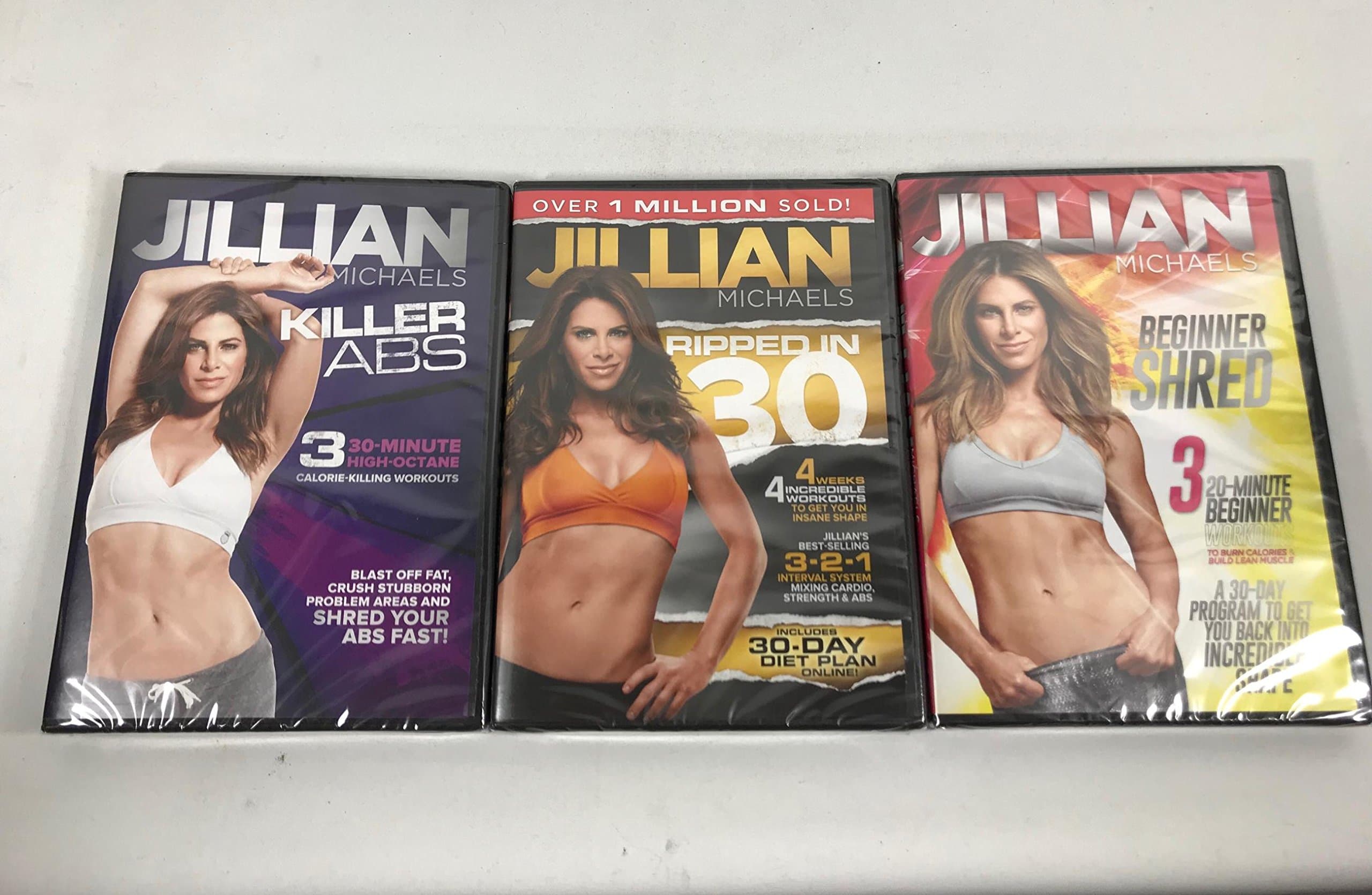 3 Pack DVD set Jillian Michaels Killer Abs, Beginners Shred, Ripped In 30