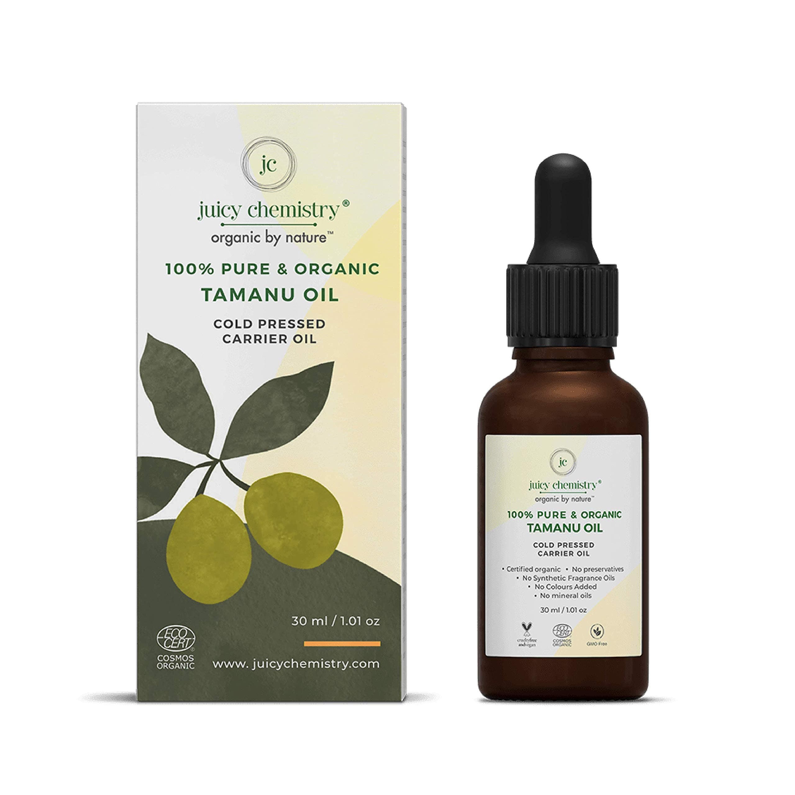 Juicy Chemistry Organic Cold Pressed Tamanu Seed Oil, 30 Ml