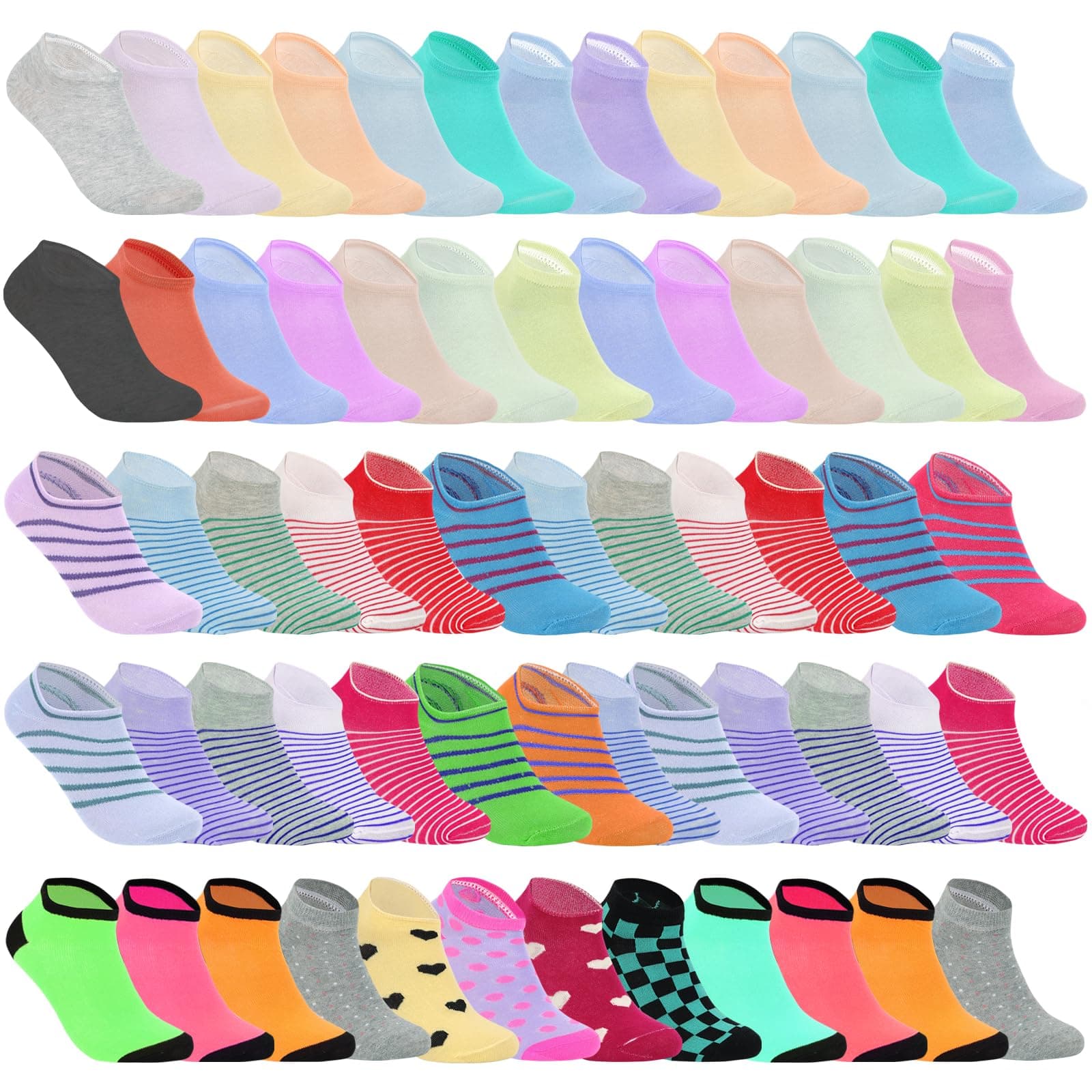 Sophproton200 Pairs Womens Various Sample Socks Low Cut Ankle Socks Bulk Pack Value Sock for Women Teens Donations