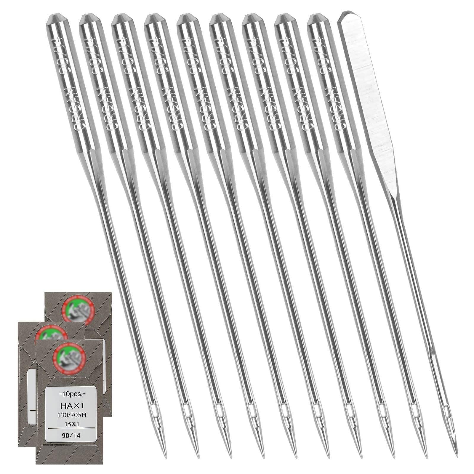 - 30Pcs Embroidery Needles for Brother Size 90/14 130/705H HAx1 Embroidery Machine Needles Sewing Needles for Brother Embroidery Machine (3 Pack of 10 Needles)