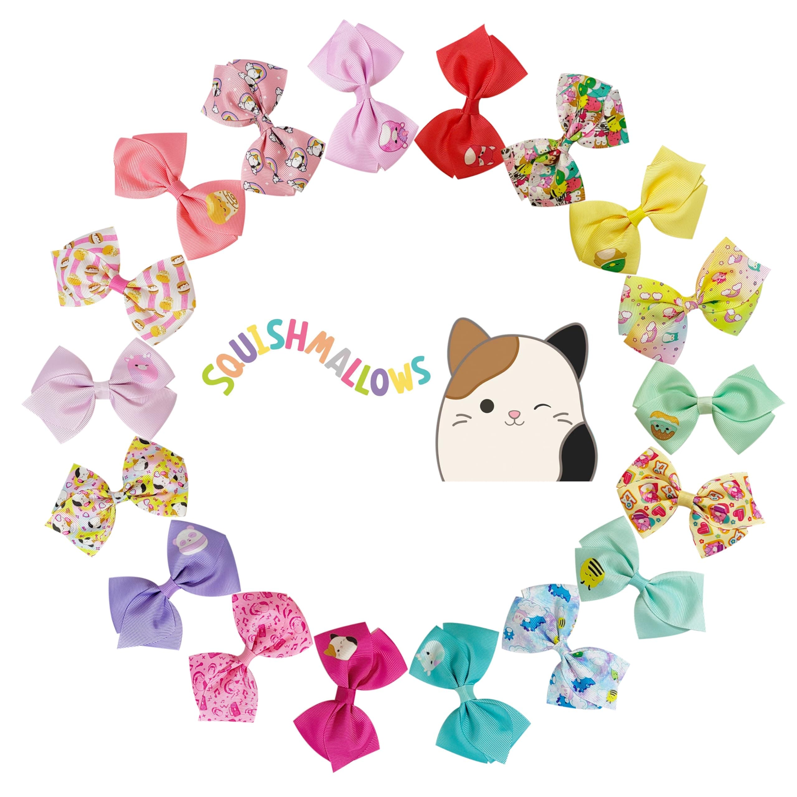 LUV HER Special Squishy Hair Accessory for Girls! 18pc Hair Bow with Aligator Clips, age 3+