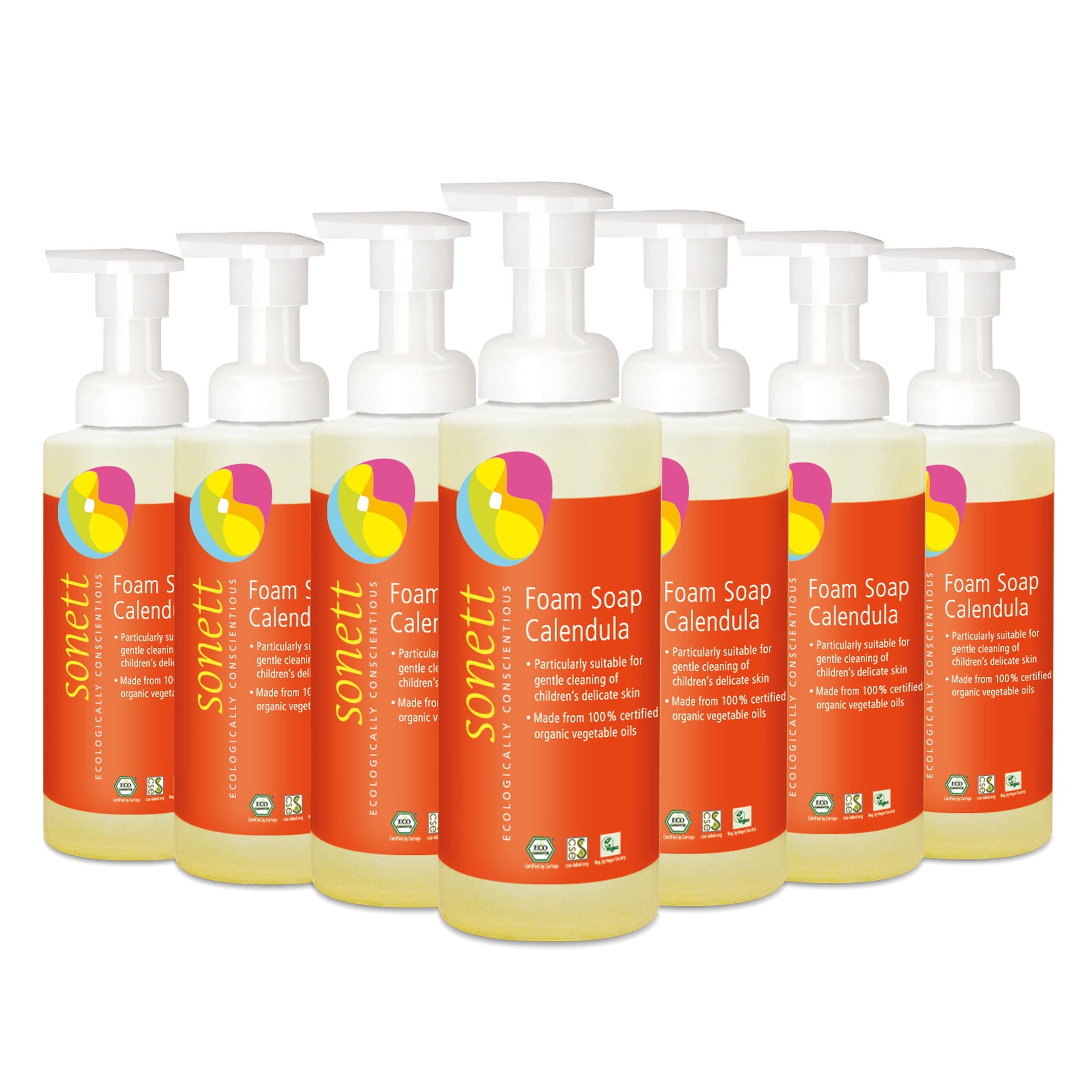 Sonett Organic Foam Soap Calendula for children liquid body care suitable for hands, face and body (7 Count) Certified Organically Grown