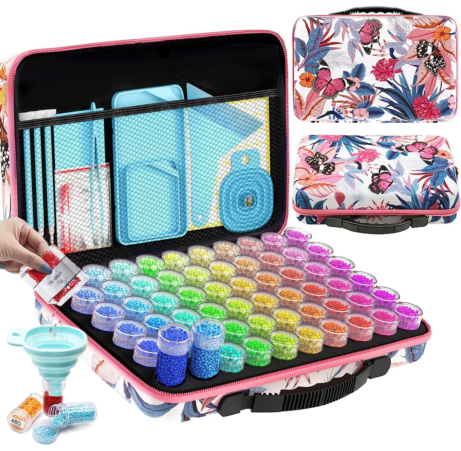 ARTDOT Diamond Painting Storage Containers, 60 Slots Diamond Art Accessories and Tools for 5D Diamond Painting Kits Organizer
