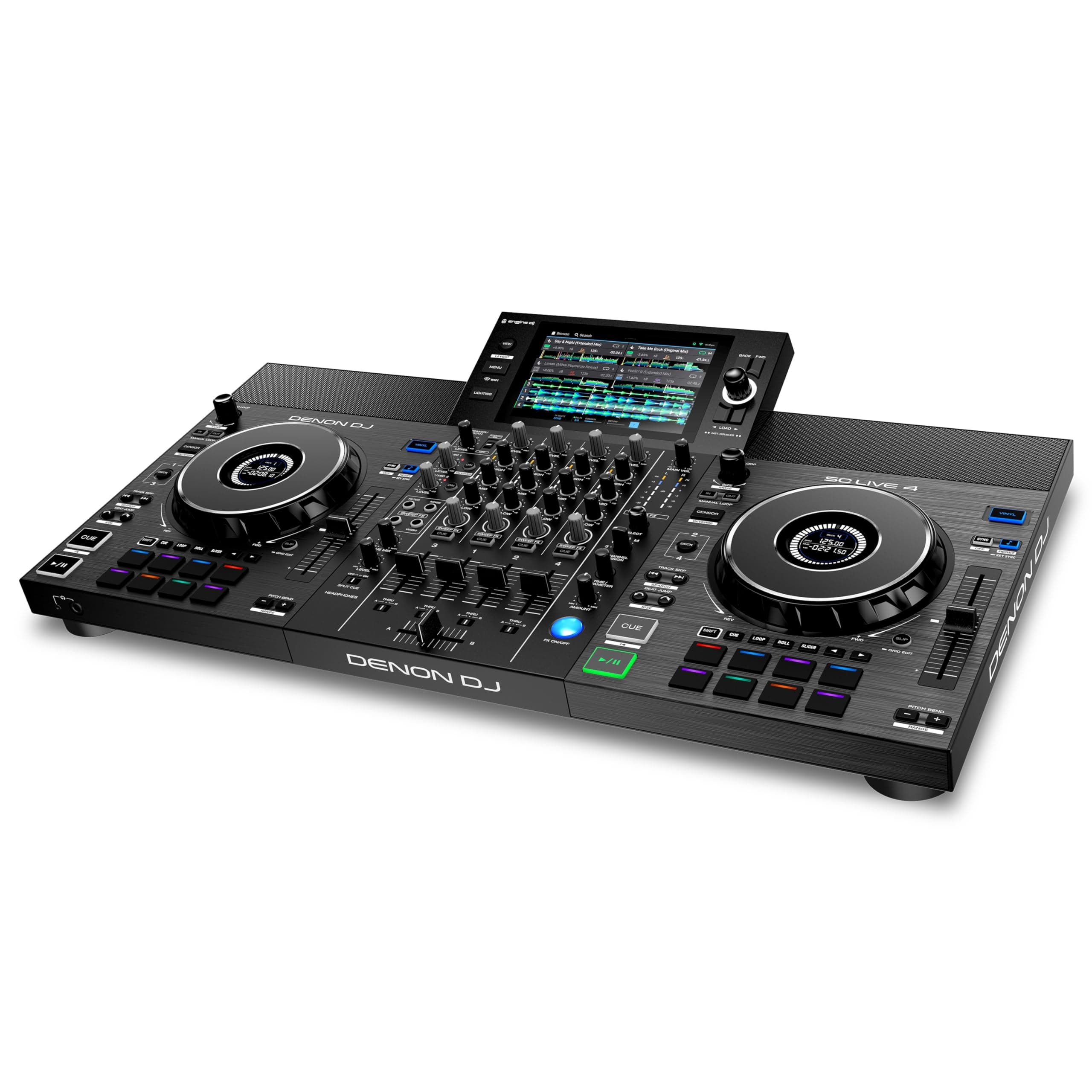 SC LIVE 4 Standalone DJ Controller with Stem Separation on 4-Decks, Wi-Fi Streaming, Build-in Speakers, Serato DJ and Virtual DJ Compatible - Black