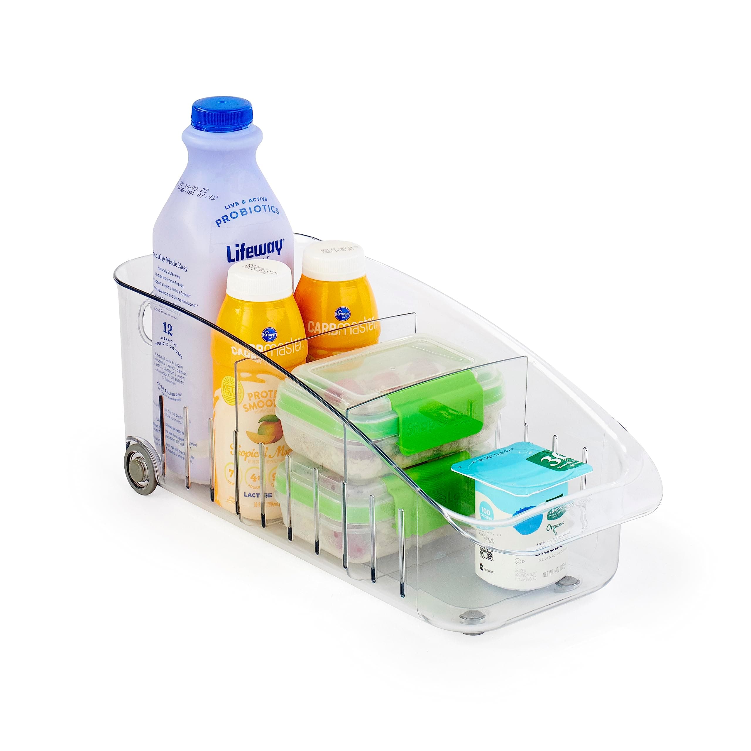 YouCopiaRollOut Fridge Drawer 6", BPA-Free Clear Rolling Refrigerator Organizer Bin with Adjustable Dividers and Handles for Produce, Food, Meal and Snack Storage