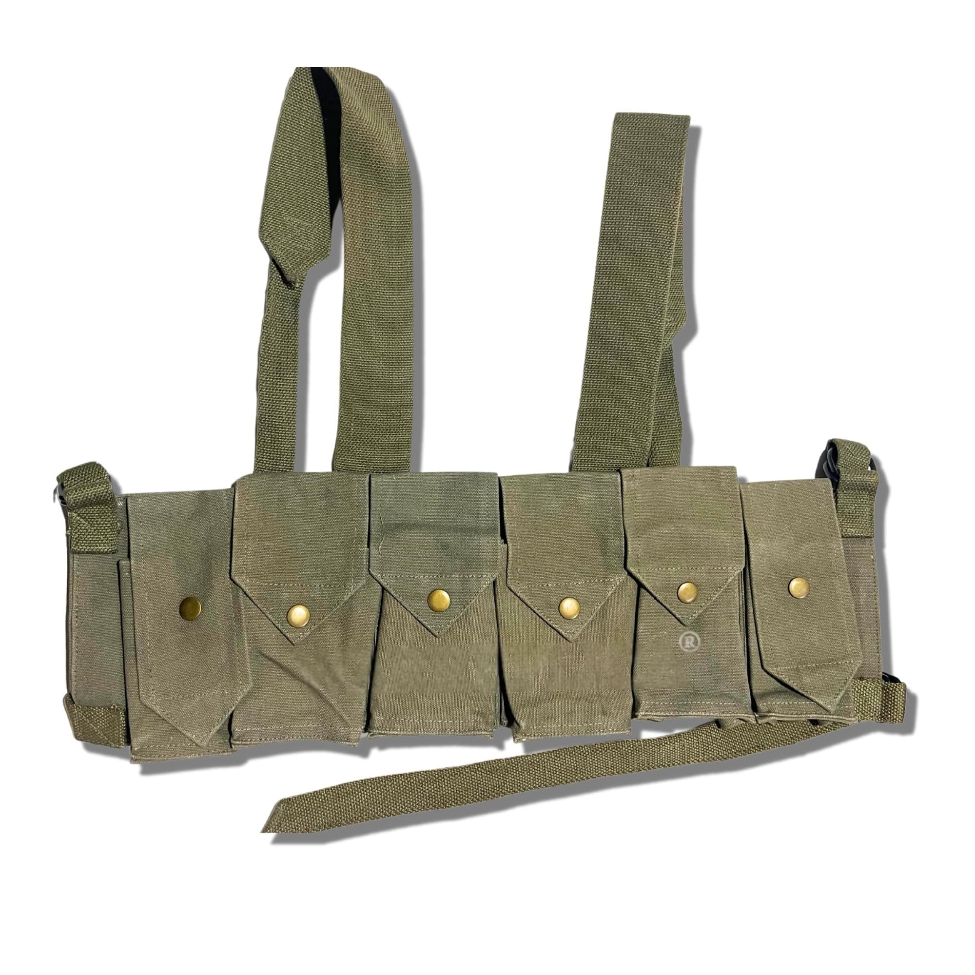 Warreplica Rhodesian Fereday & Sons Chest Rig with Grenade Pocket FAL/G3/M14 Bush War/20rd .308/7.62x51mm 4 Magazine Pouch Tactical Chest Rig with Grenade Pocket