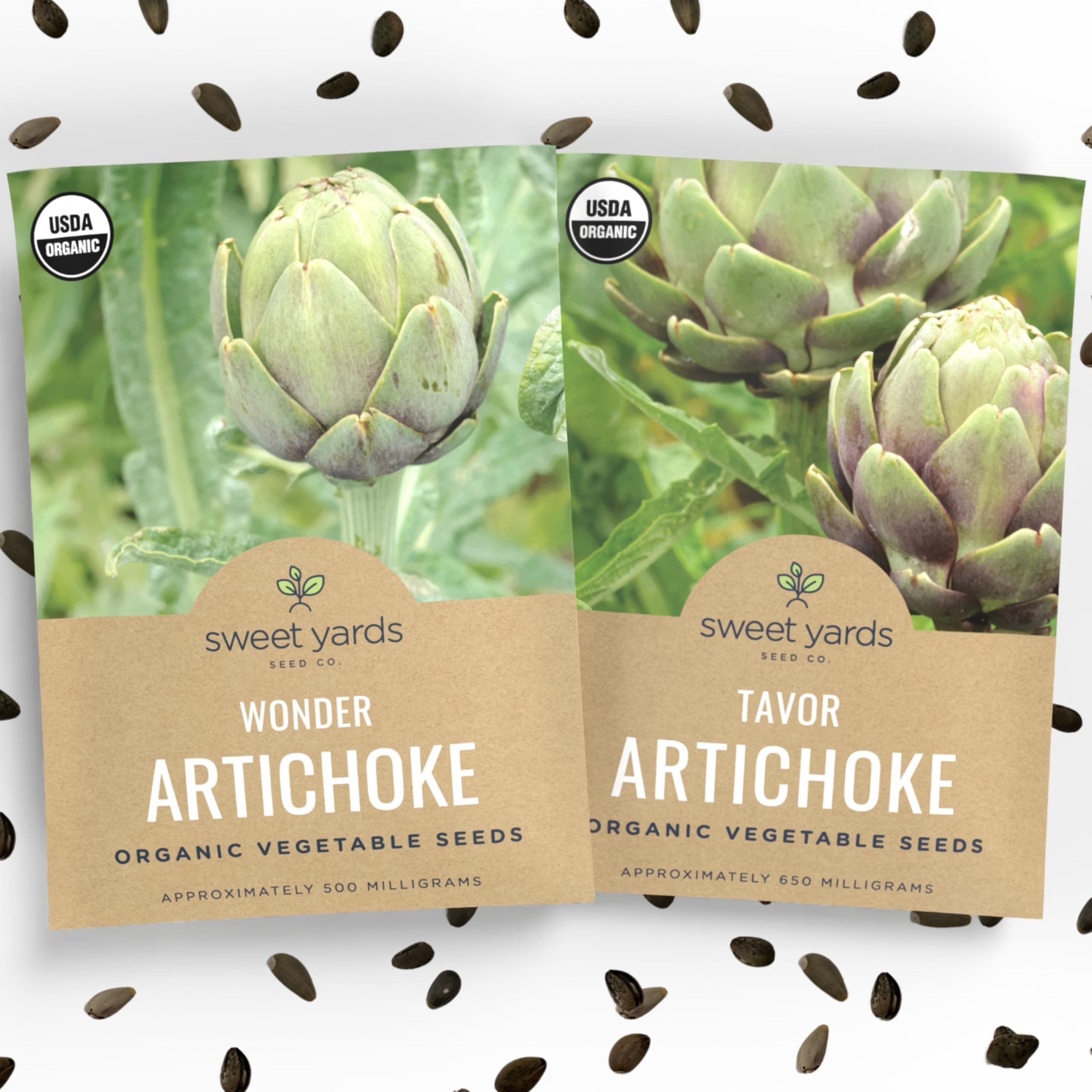 Organic Artichoke Seeds Variety Pack - 2 Individual Packs - 2026 Season - Wonder and Tavor Artichoke Seeds - for Indoor & Outdoor Planting (Non-GMO, Certified Organic)