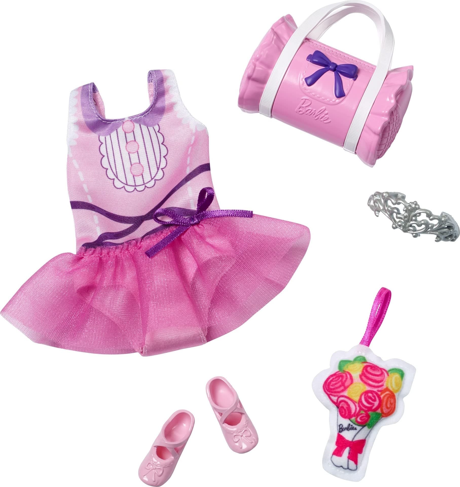 My First Barbie Clothes, Fashion Pack for 13.5-inch Preschool Dolls, Tutu Leotard with Ballet and Dance Accessories
