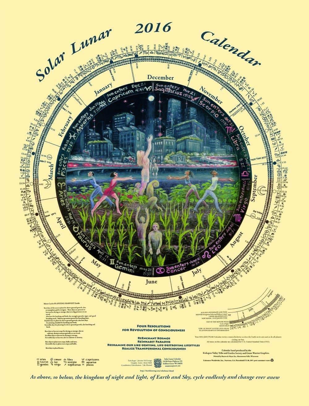 The Solar Lunar Calendar 2016, the Beautiful Guide to Planting By the Moon, and Orienting Our Household Activities to the Cycles of the Moon, Sun and Earth