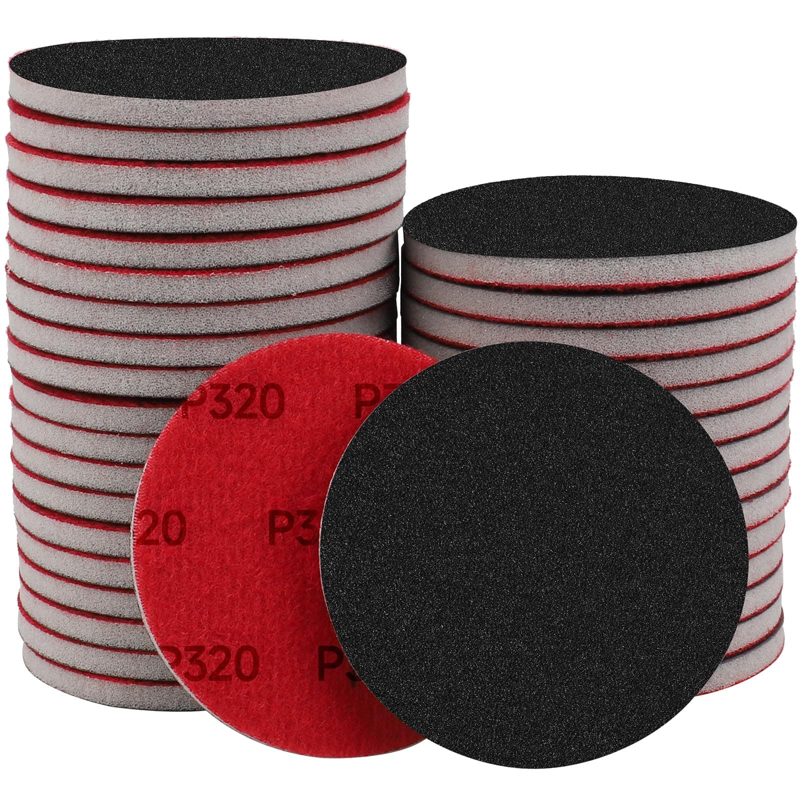 20Pcs 3 Inch Hook and Loop Sanding Sponge Disc with Buffer Backing 320 Grit Wet or Dry Sanding Sheets Reusable Hand Sander Sandpaper - Curved Surface Sanding Pads for Automotive Wood Metal