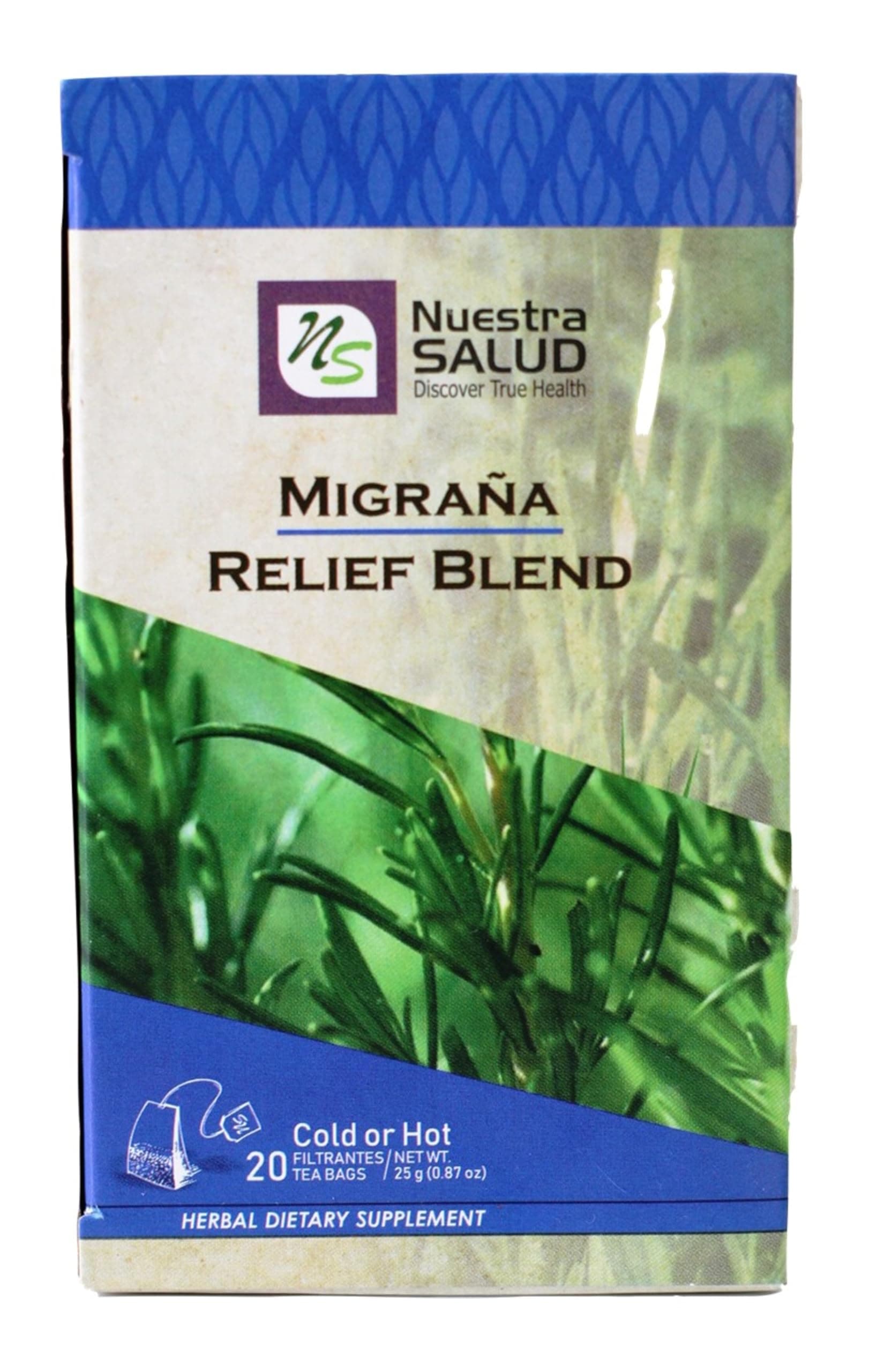 Migraine Tea - Herbal Blend Tea - (20 tea bags) with Lemon Balm - Mint - Rosemary - clove - Migraña-TE