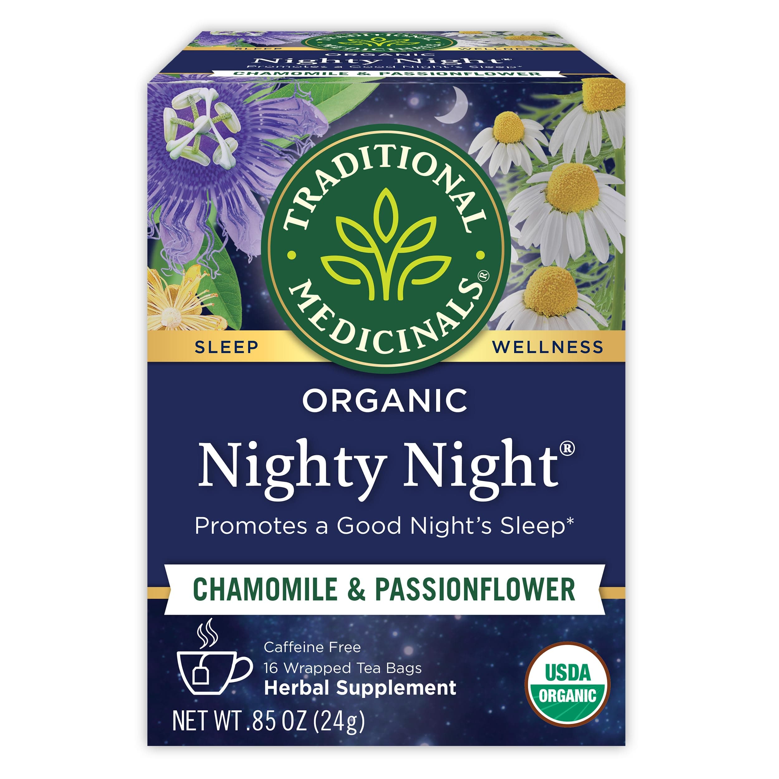Organic Nighty Night Tea, Caffeine Free, 16 Count