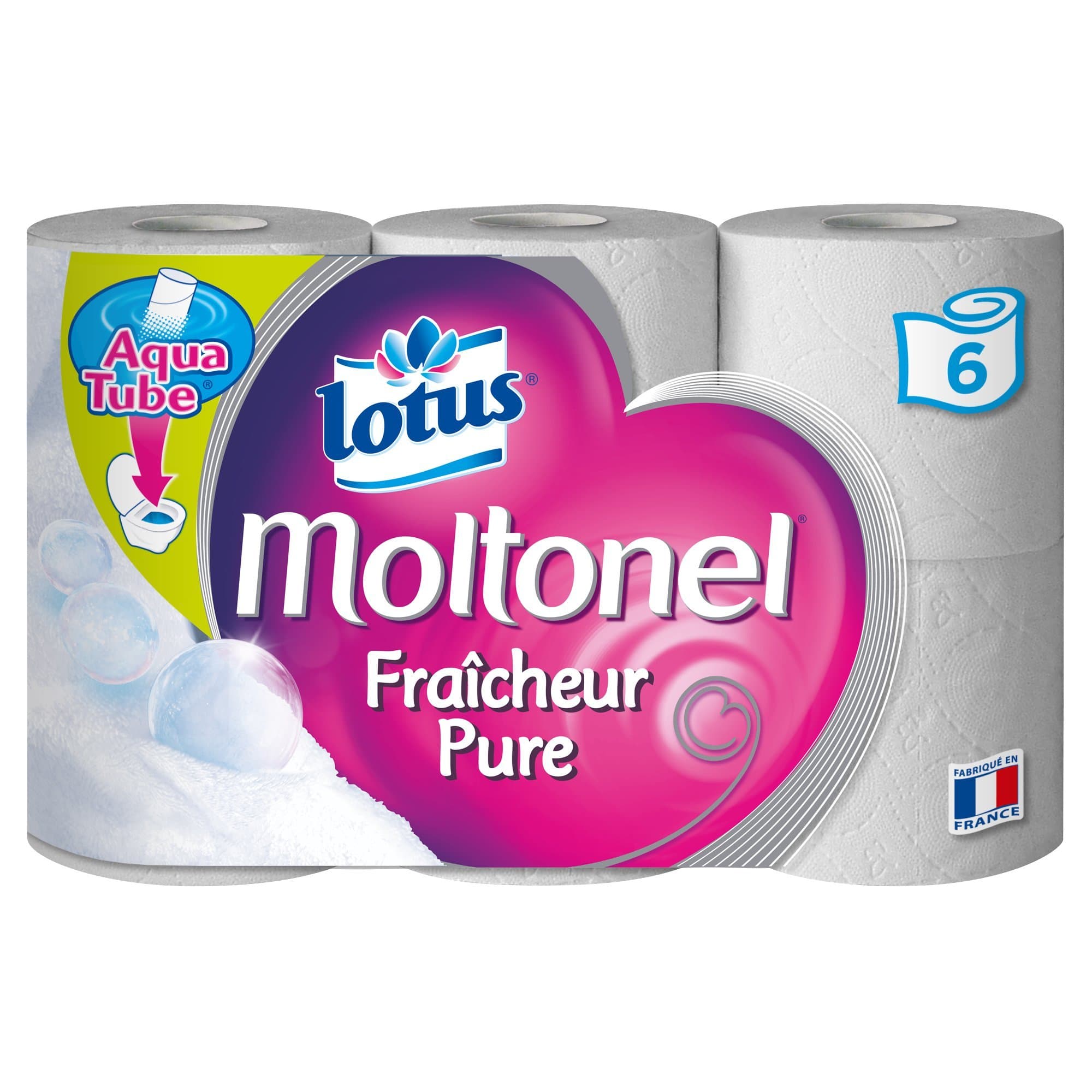 Lotus Moltonel Toilet Paper with a Pure Fresh Fragrance Set of 6 Rolls in White (Pack of 2)