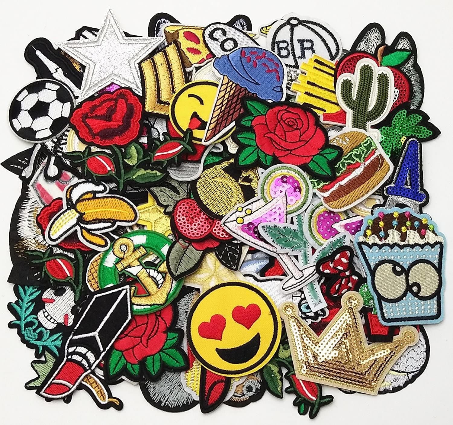 Libiline 20/50/100pcs Random Assorted Styles Embroidered Patch Sew On/Iron On Patch Applique Clothes Dress Plant Hat Jeans Sewing Flowers Applique DIY Accessory (Assorted-Style 5) (20)