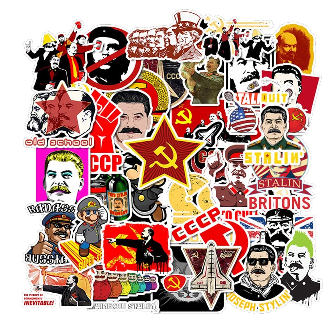 Mozoltov 50Pcs Soviet Union CCCP Socialism Stickers for Water Bottle Cup Laptop Guitar Car Motorcycle Bike Skateboard Luggage Box Vinyl Waterproof Graffiti Patches JHSL