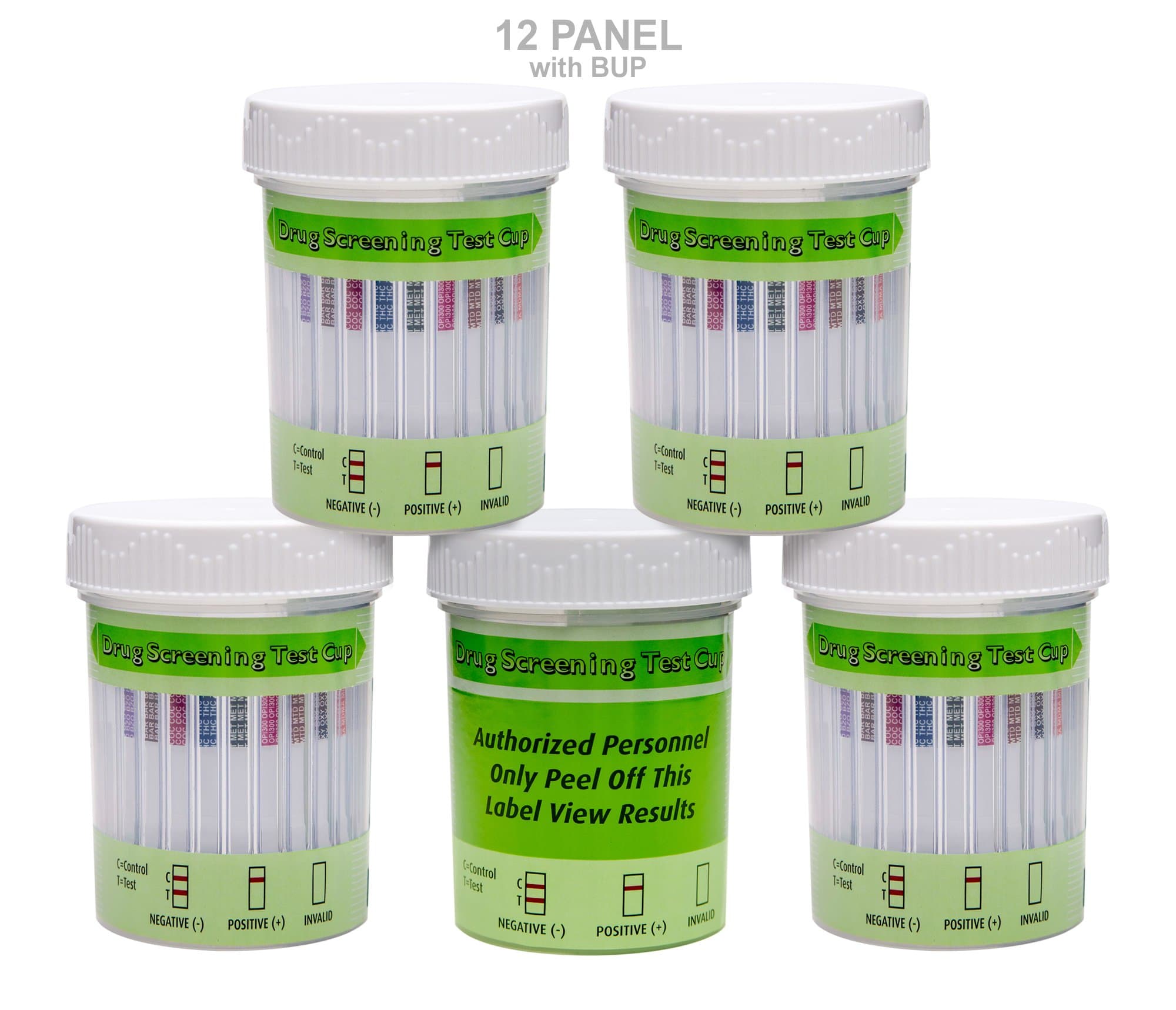 5 Pack UCP Biosciences 12 Panel Drug Test Cup with BUP - Testing Instantly for 12 Different Drugs (THC), (COC), (MDMA), (OXY), (OPI300), (MET), (AMP), (MTD), (BZO), (BAR), (PCP), (BUP) #UCP-12-BUP