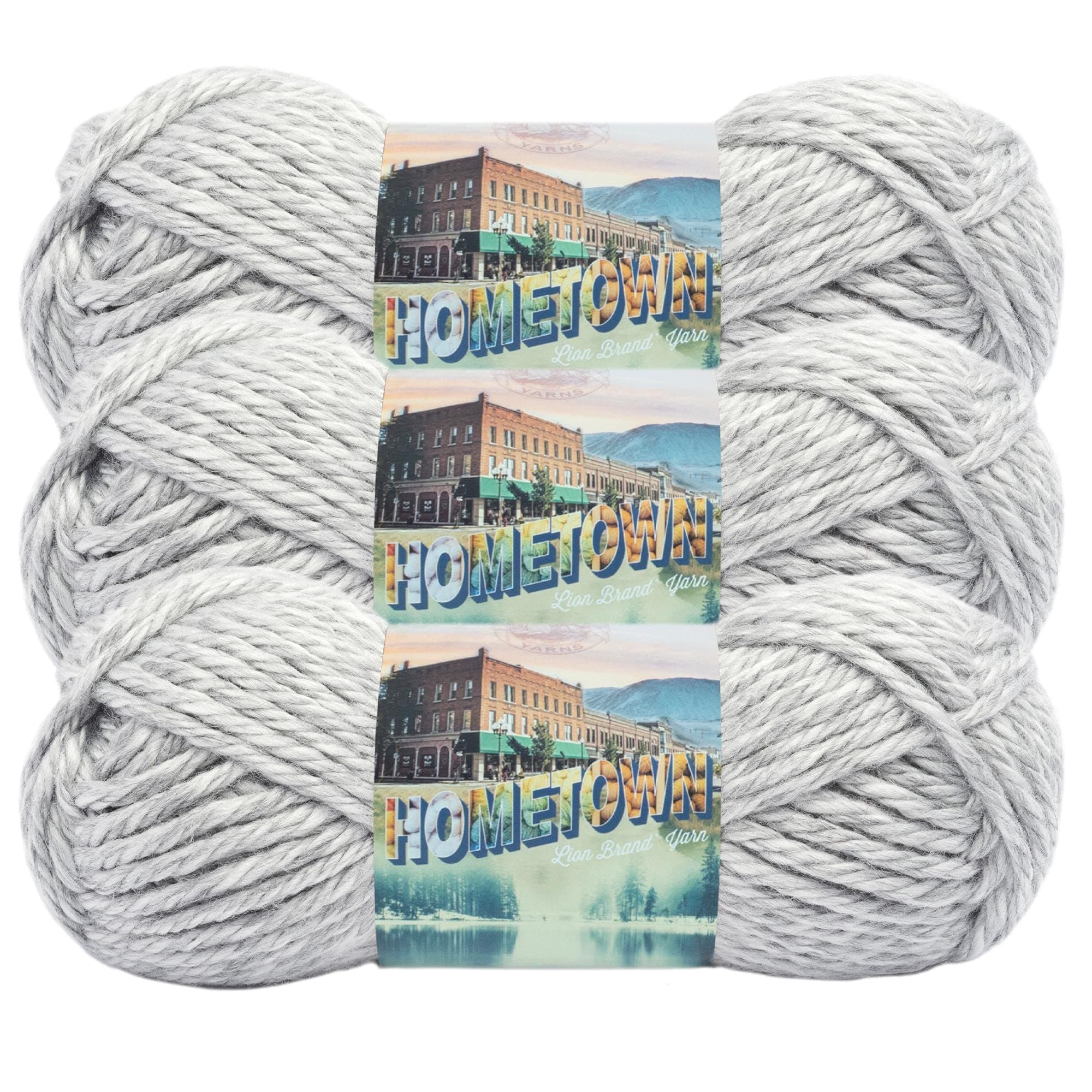 (3 Pack) Lion Brand Yarn 135-225 Hometown Yarn, Springfield Silver