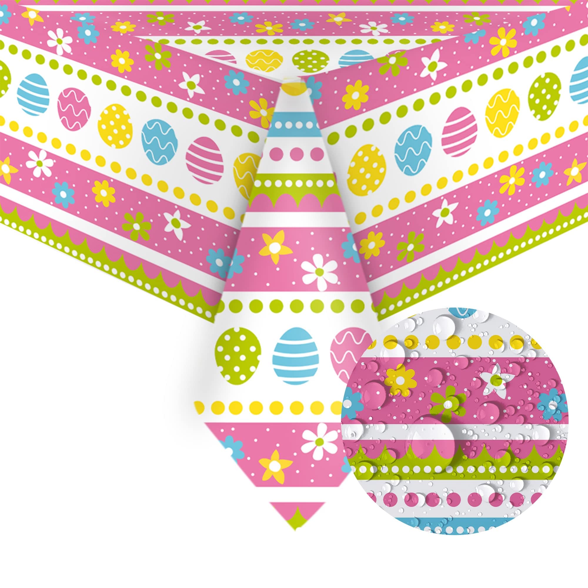 2 Pieces Easter Plastic Tablecloth Easter Decorative Table Cover Disposable Rectangle Tablecloth Easter Egg Flower Tablecloth for Tabletop Holiday Party Supplies, 54 x 108 Inch