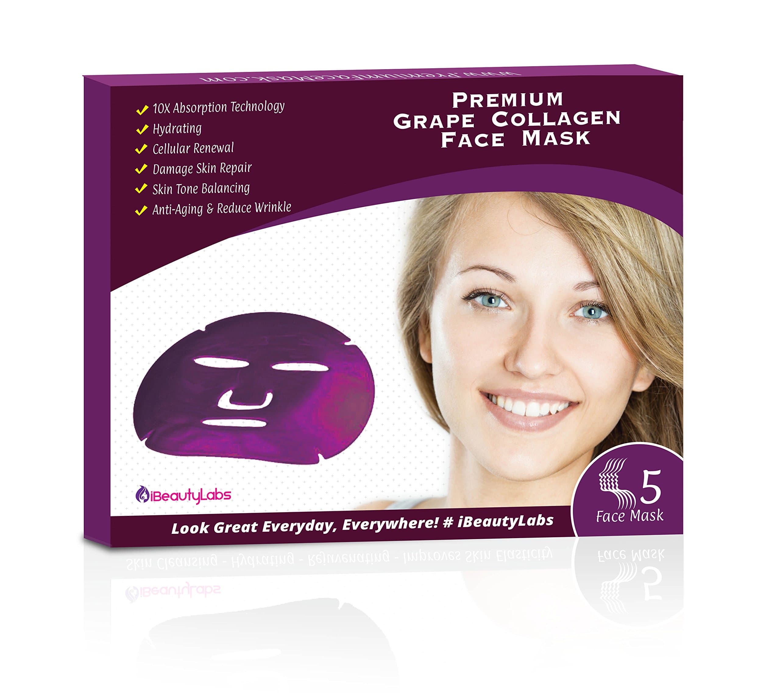 Phenomenal Boosting Korean Grape Collagen Face Mask for Natural Anti-aging Properties, Blackhead Treatment | Skin Tone | Anti Bacterial Acne/Pimple. (Grape Face Mask)