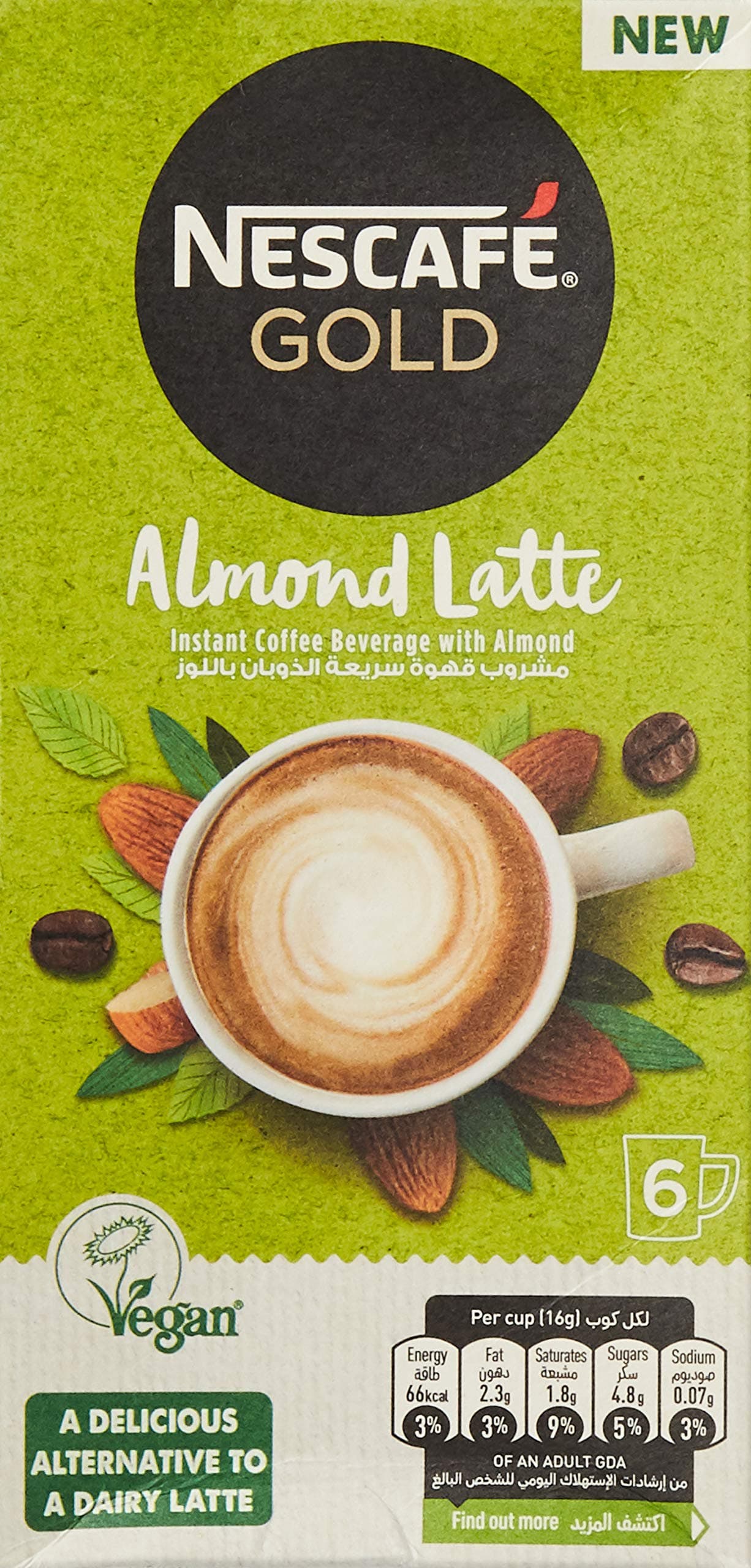 Nescafe Gold Almond Latte Non Dairy Coffee Sachet 16g (6 Sachets)