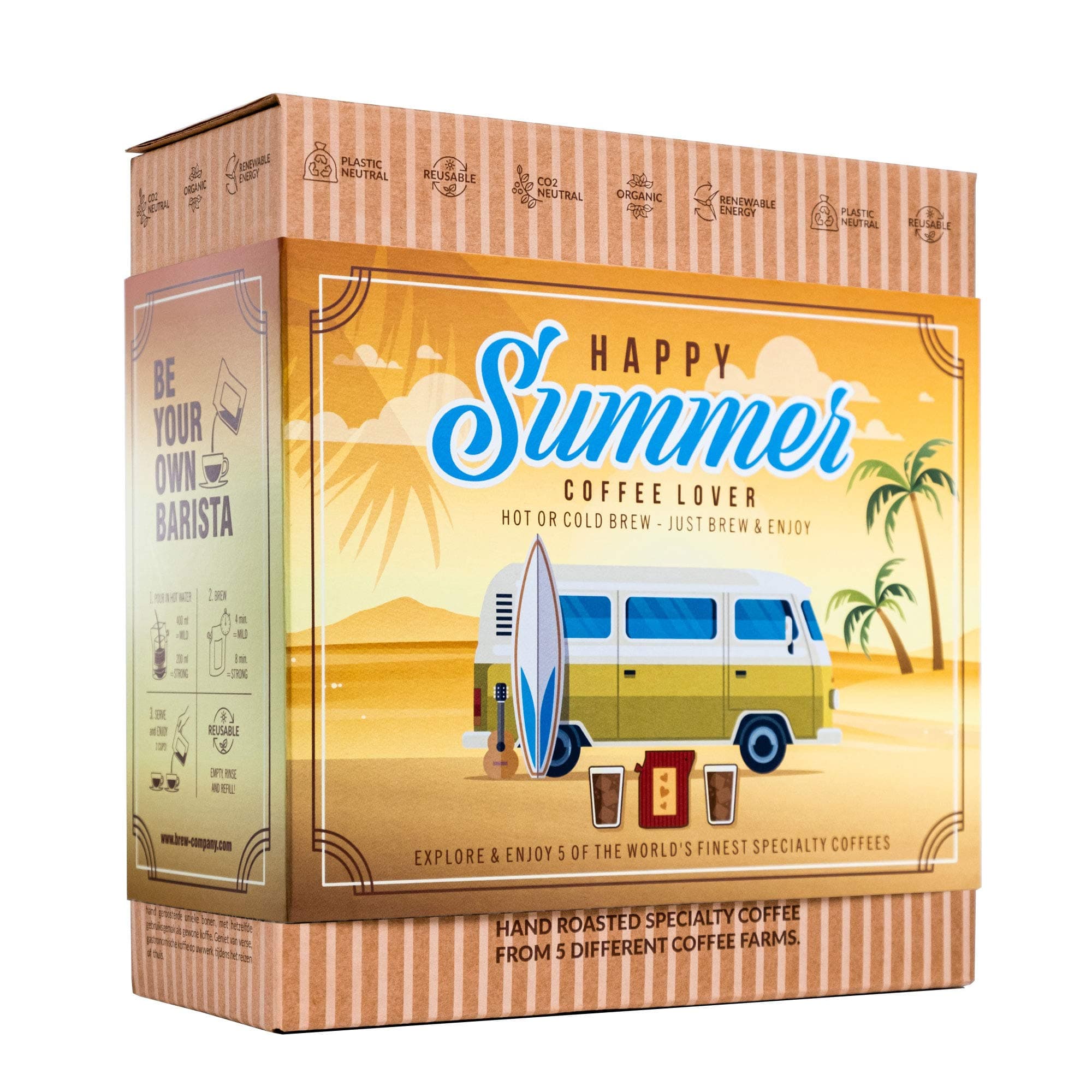 Gourmet Summer Coffee Gift Set for Men & Women - 5 World's Finest Single Origin Specialty & Organic Coffees in Innovative Brewers | Sampler Box for Coffee Lover to Brew & Enjoy Anytime, Anywhere