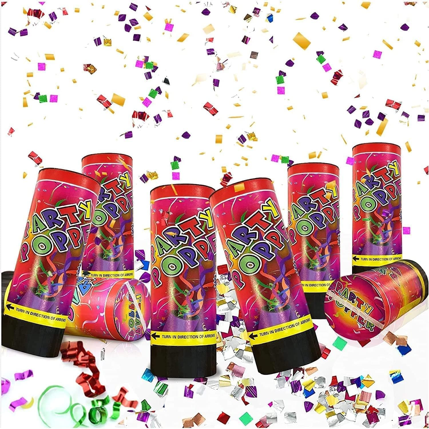 AlefBay 6 PCS Party Confetti Poppers Cannons for Wedding Birthday Graduation Baby Shower Anniversary Christmas New Year's Party Celebrations Supplies and Favors (Colorful)