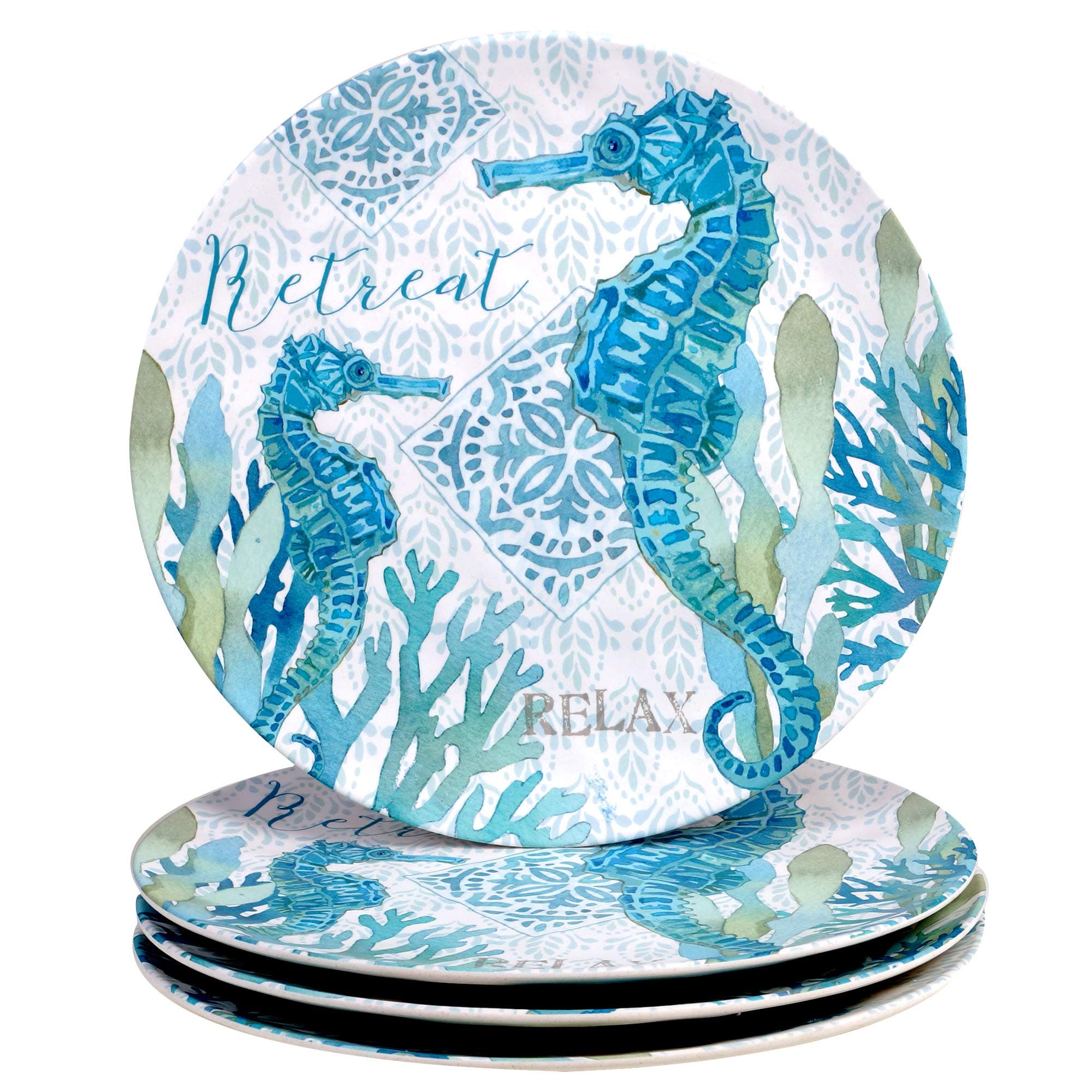 Certified International Beachcomber 11" Melamine Dinner Plate, Set of 4, Multi Colored