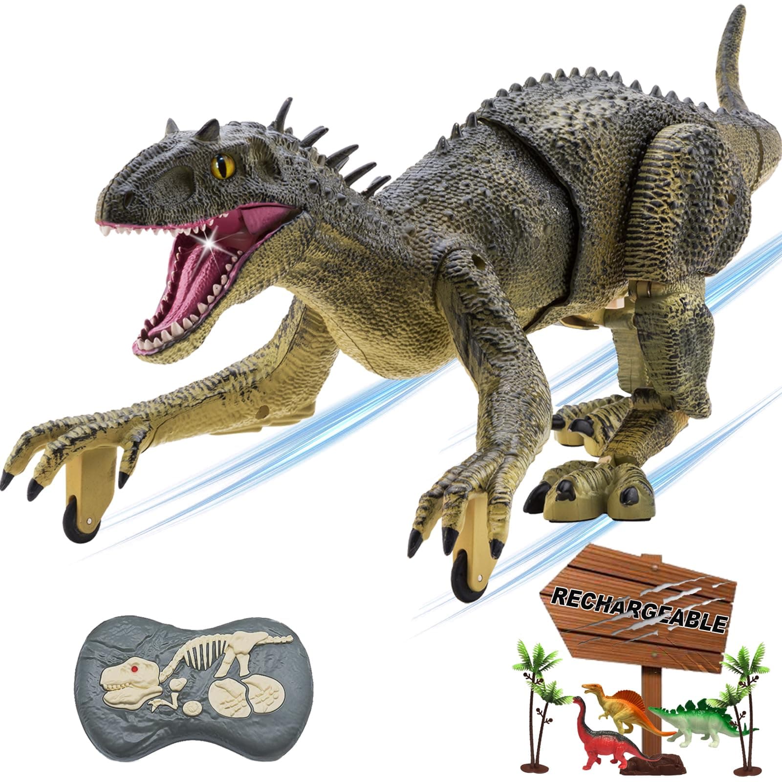 Remote Control Dinosaur Jurassic T Rex Toys for Boys Electronic RC Spray Raptor 2.4Ghz Walking Roaring Tyrannosaurus Rex Realistic 18.1" Rechargeable Birthday Gift for Kids Girls 3 4 5 6 7