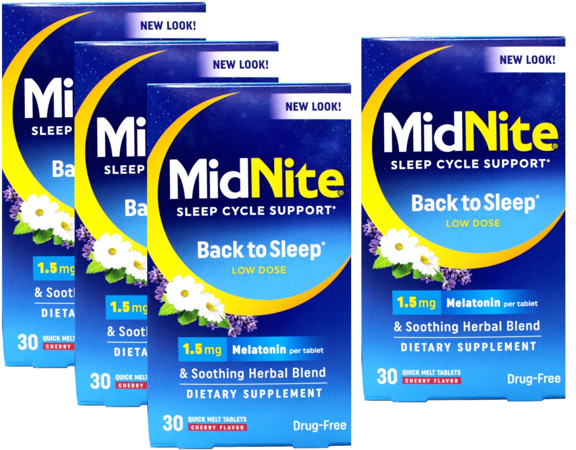 Midnite Sleep Aid for Occasional Sleeplessness, 30 Chewable Cherry Tablets Each (Value Pack of 4)