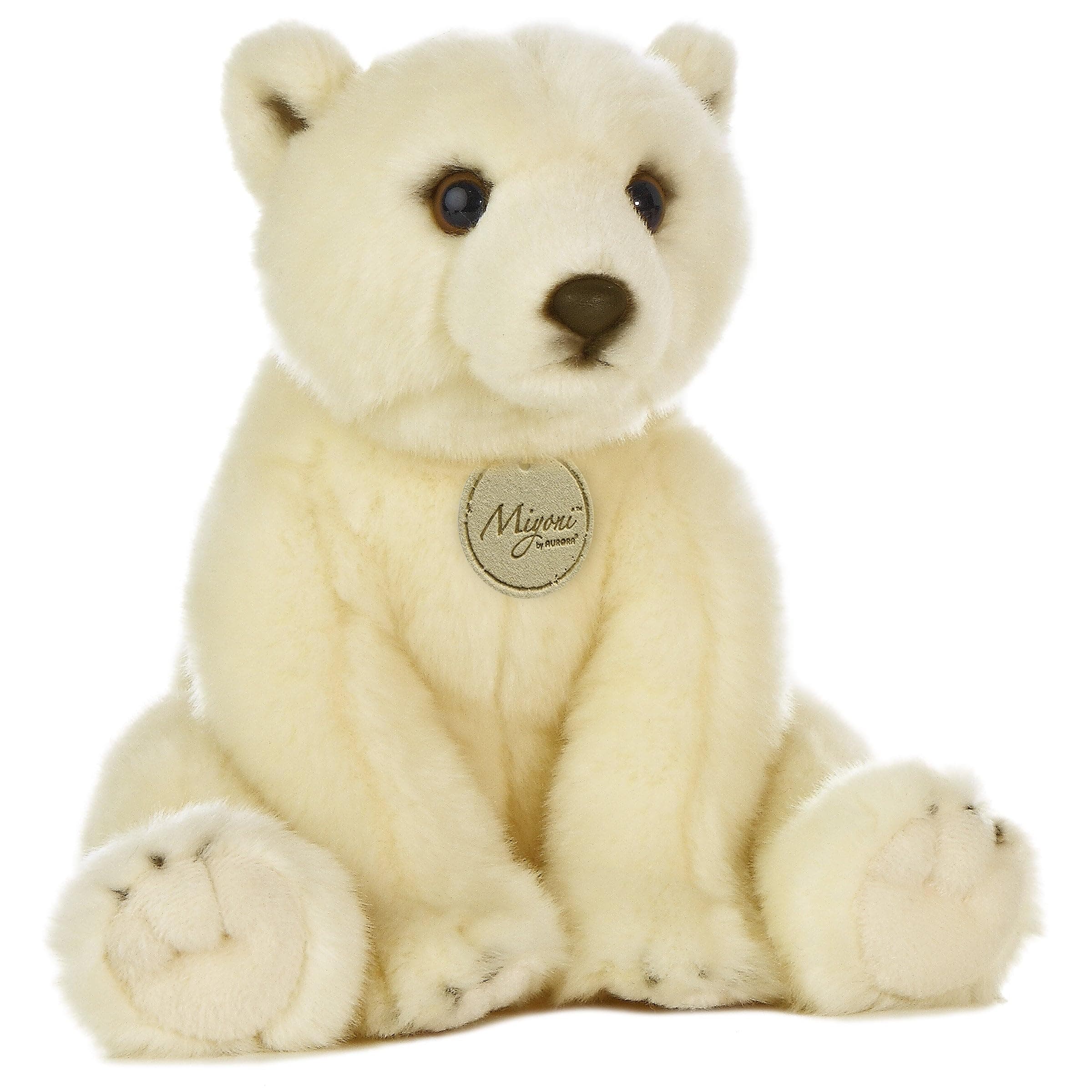 Aurora® Realistic Miyoni® Polar Bear Stuffed Animal - Lifelike Details Make a Cherished Companion - Perfect for Decorating Bedrooms or Classrooms - White 10.5 Inches