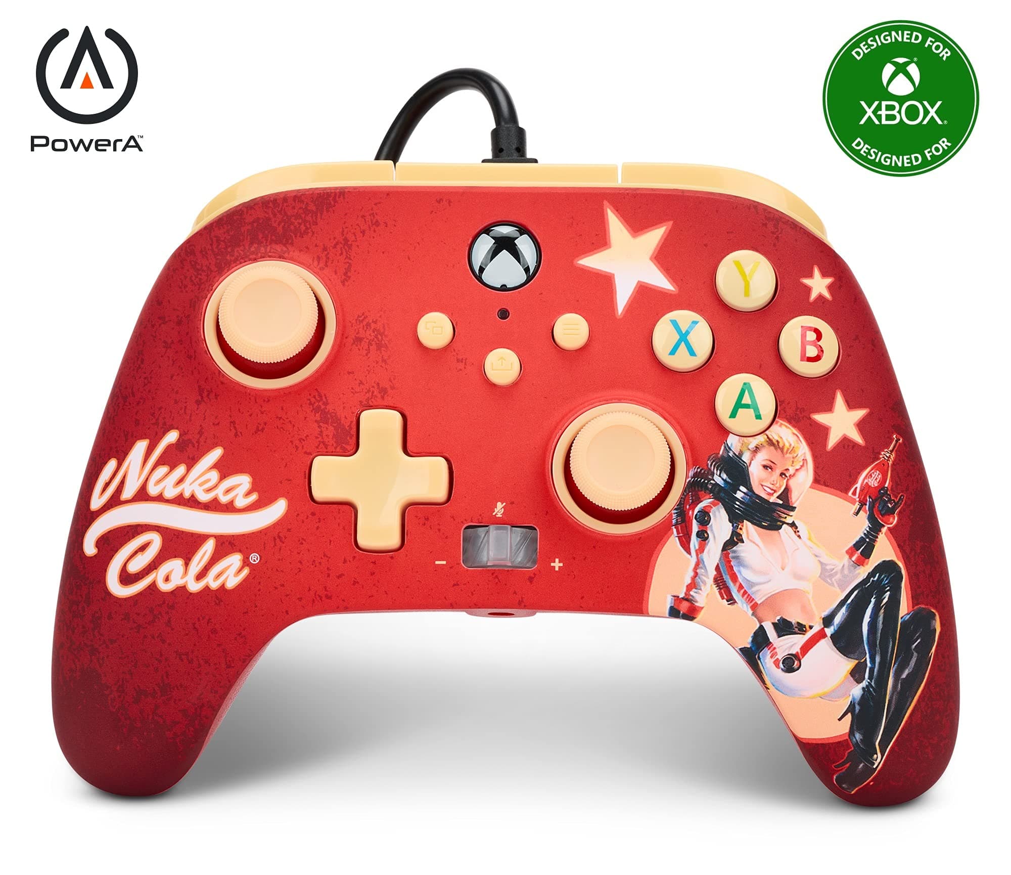 PowerA Enhanced Wired Controller for Xbox Series X|S - Fallout: Nuka Cola, Detachable 10ft USB-C Cable, Mappable Buttons and Rumble Motors, Officially Licensed for Xbox