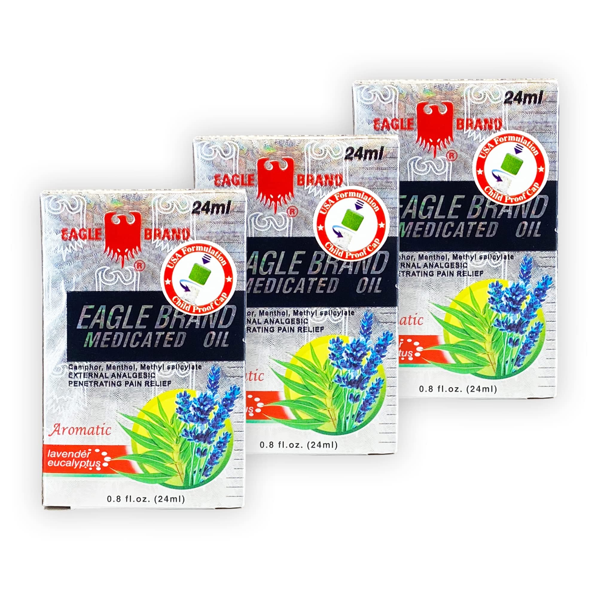 Eagle BrandAromatic Medicated Oil, Lavender Eucalyptus, 24mL 0.8 fl oz., Three Pack