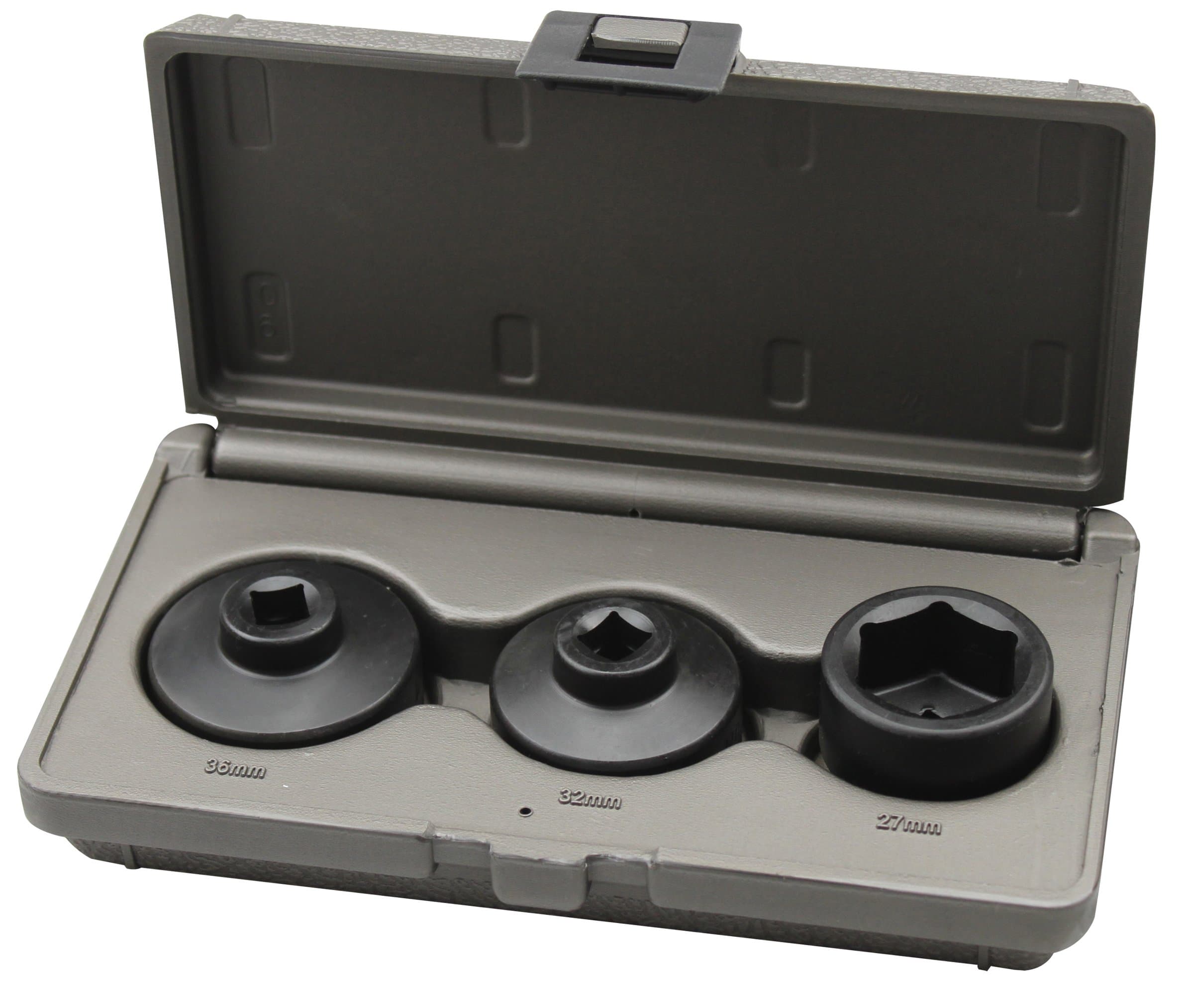 Kauplus 3PCS Oil Canister Socket Service Kit, 3/8-Inch Drive Oil Filter Socket Kit, 3 Piece, 27mm, 32mm and 36mm