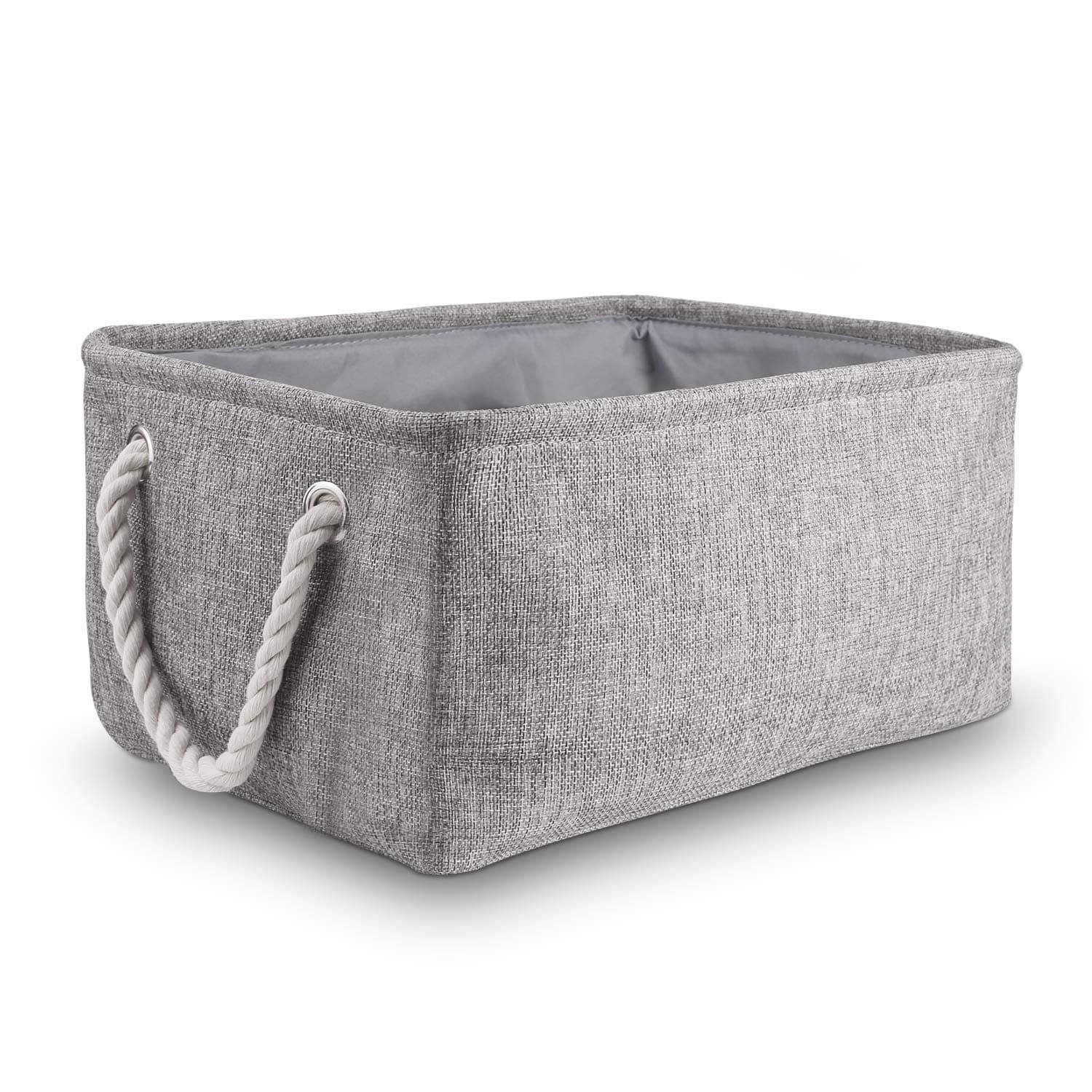 COOMHOME Fabric Storage Baskets, Foldable Canvas Basket Bin with Handle Rectangular Organizer Bin for Towels, Pet Toys, Clothes, Kids Room, Nursery(Grey, Small)