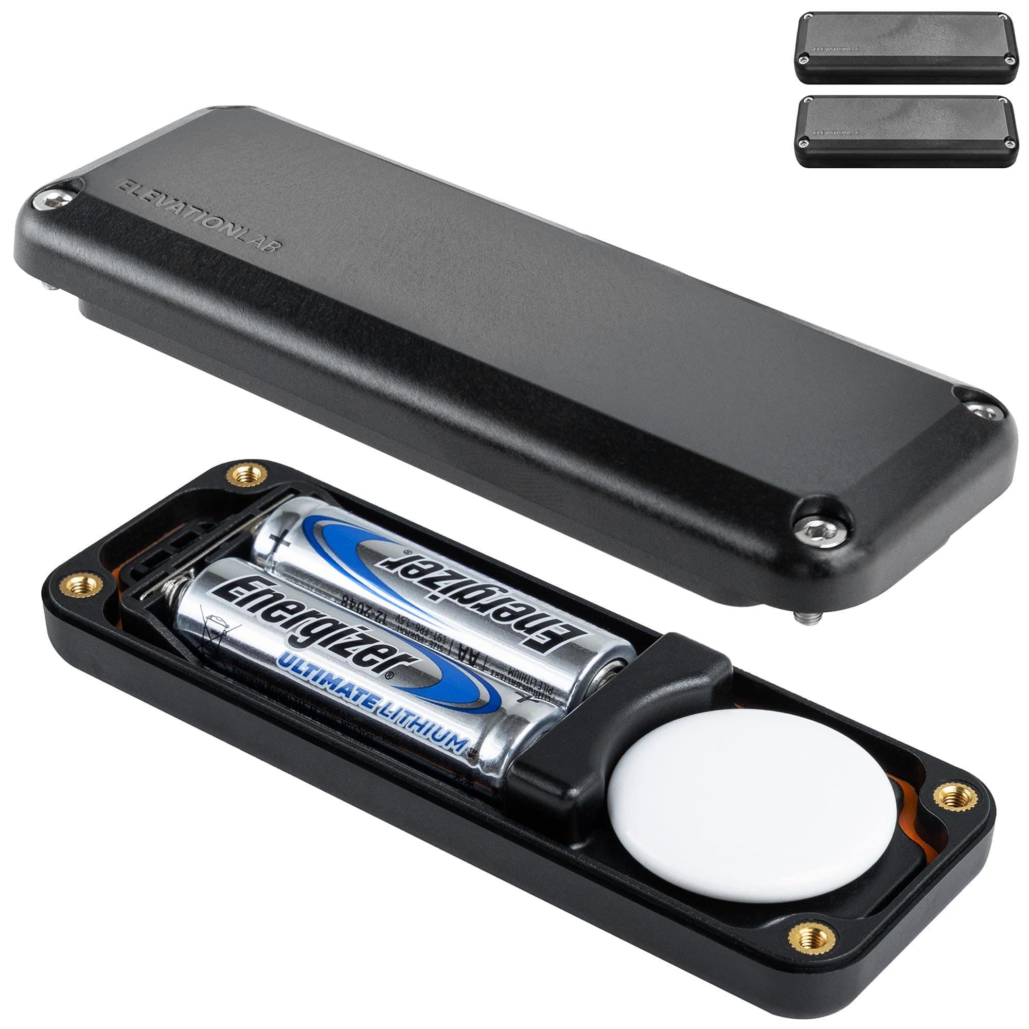 Elevation Lab AirTag 10-Year Extended Battery Case - Uses AA Batteries - 14x More Capacity Than CR2032 TimeCapsule | Waterproof, CR 2032 Battery Replacement (2-Pack)