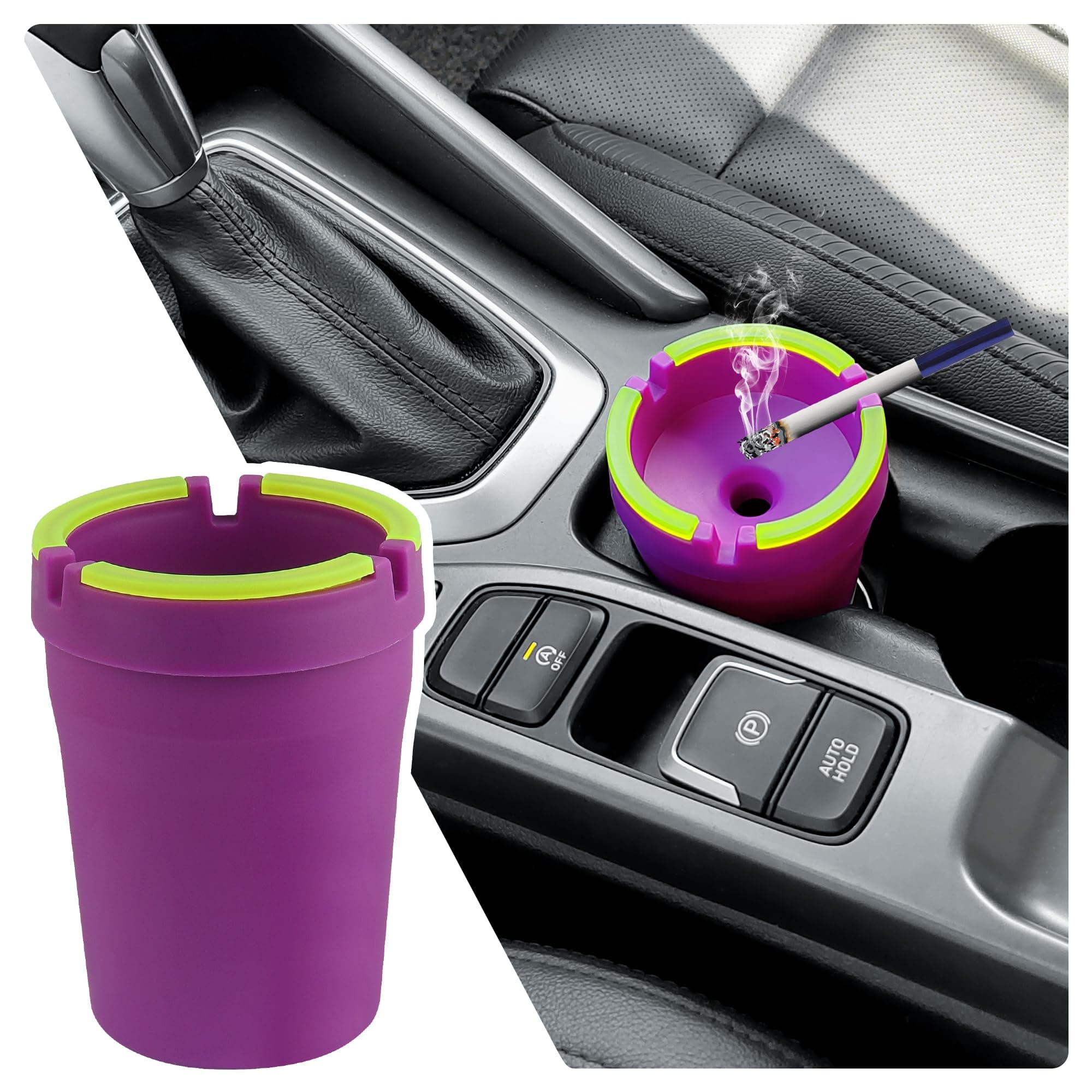 Smokeless Ashtray,Portable Car Ashtrays for Cup Holder Smell Proof,Multifunctional Ashtray with Lid Smell Proof for Ccar Truck SUV Keep Car Interior Accessories Tidy (Purple)