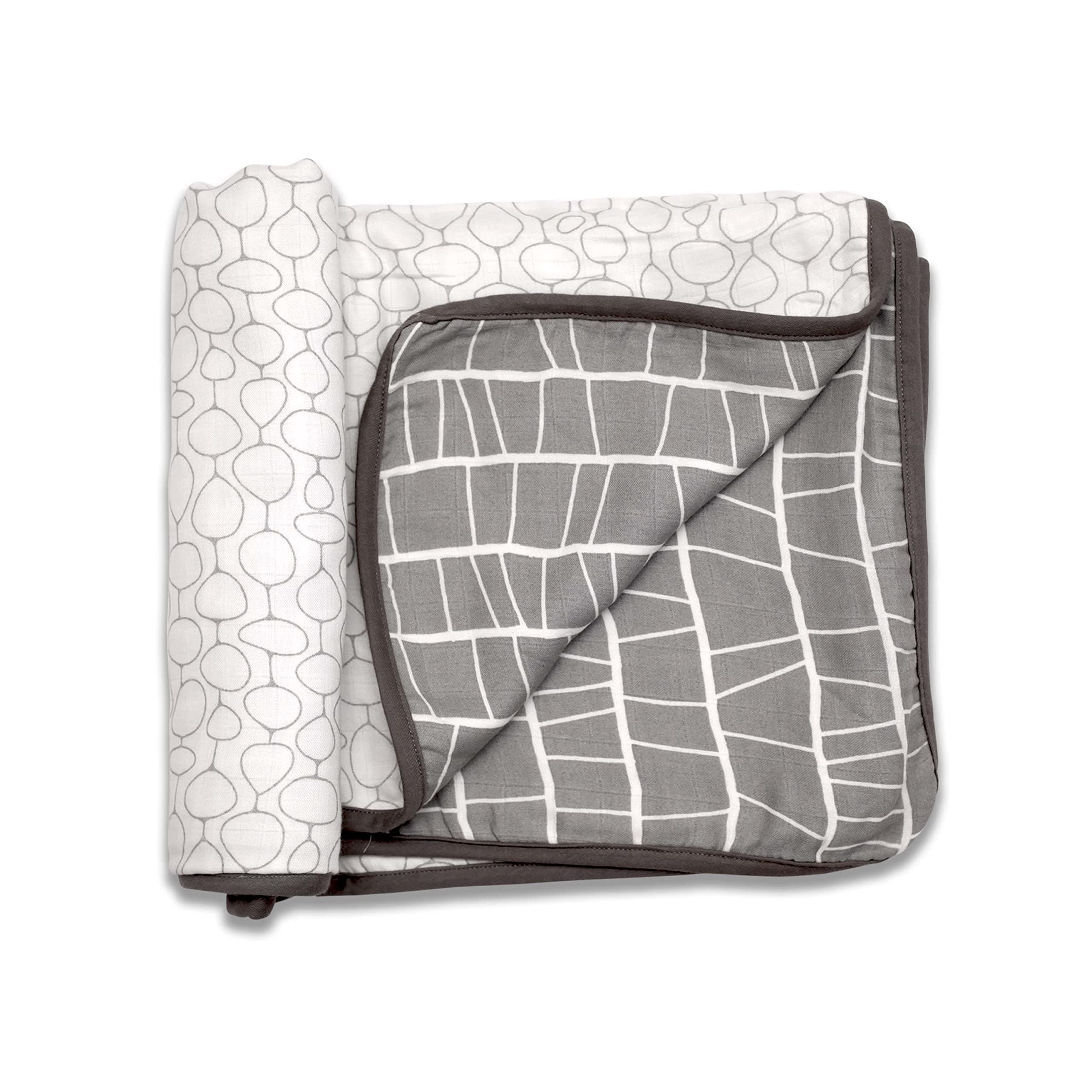 TinyLane - Curated for you! Organic Bamboo Cotton Super Soft Newborn Baby Muslin Blanket, 0-6+ Months, Pack of 1,120x120 cm, Grey Color, Dohar/Comforter, Reversible Designs