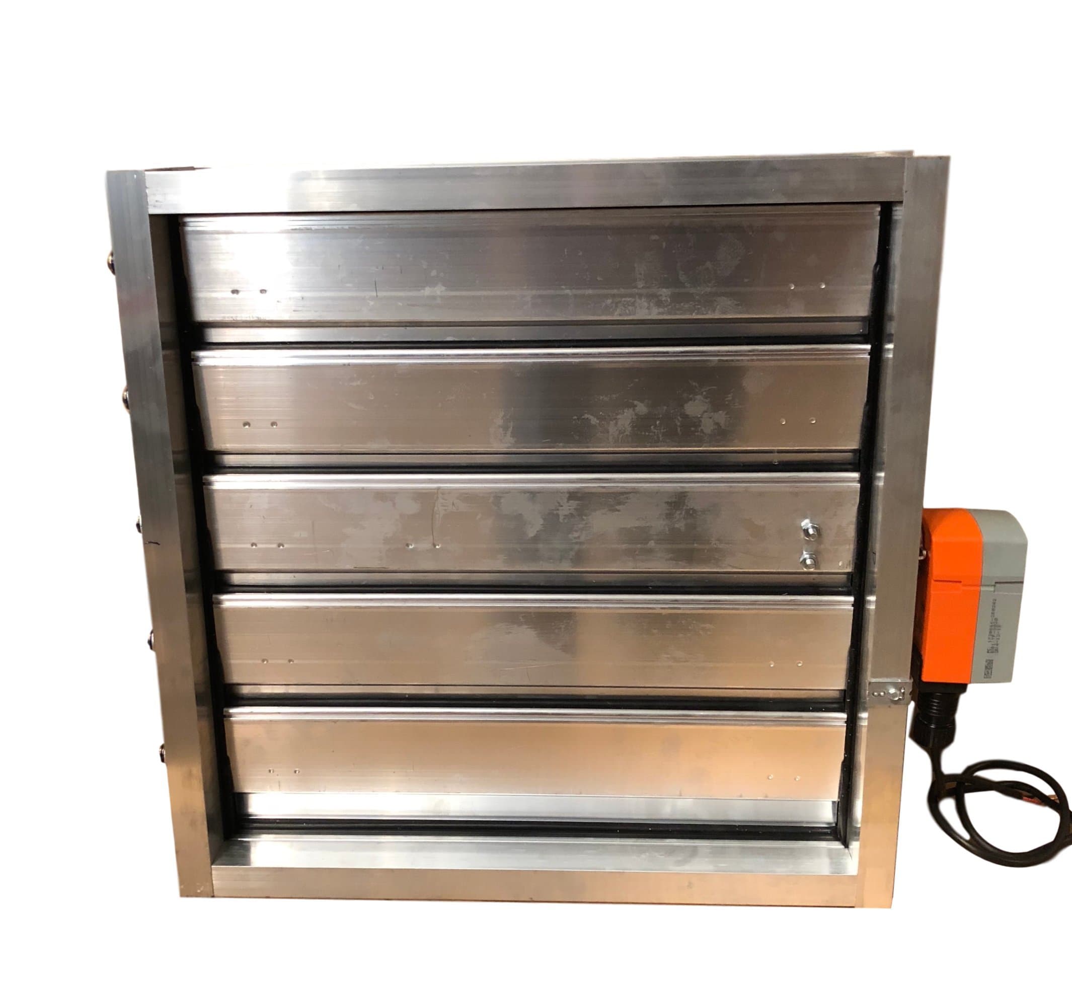 18 x 18 (I.D) Aluminum Motorized Damper with Belimo TFB24 Motor, 24v On/Off, Spring Normally Close (or Normally Open)