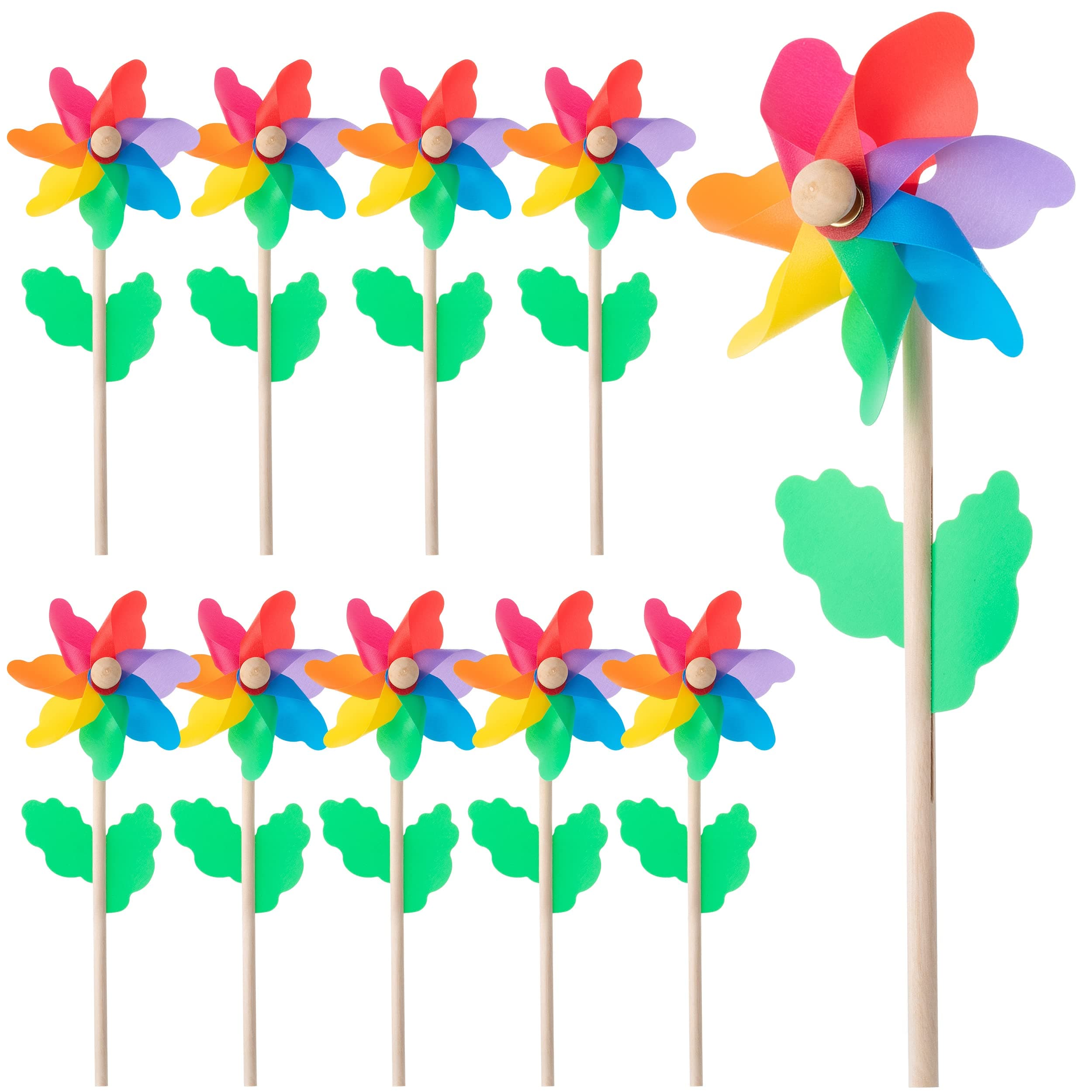 Mr. Pen Rainbow Flower Pinwheels - 10 Pack, Wind Spinners for Yard & Garden, Kids' Party Favors