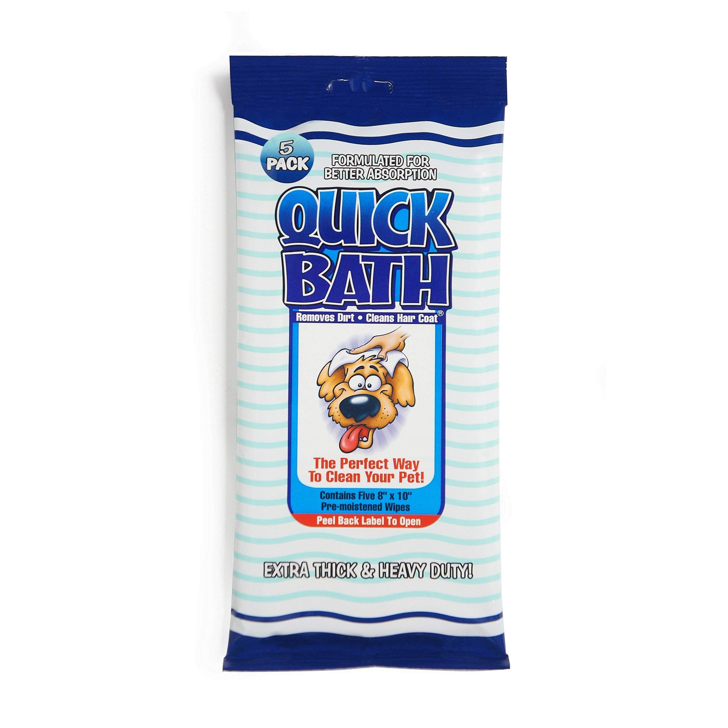 International Veterinary Sciences IVS Quick Bath Dog Towelettes, Removes Odor, Extra Thick and Heavy Duty for Large Dogs, Made in the USA, 5 Count Pack