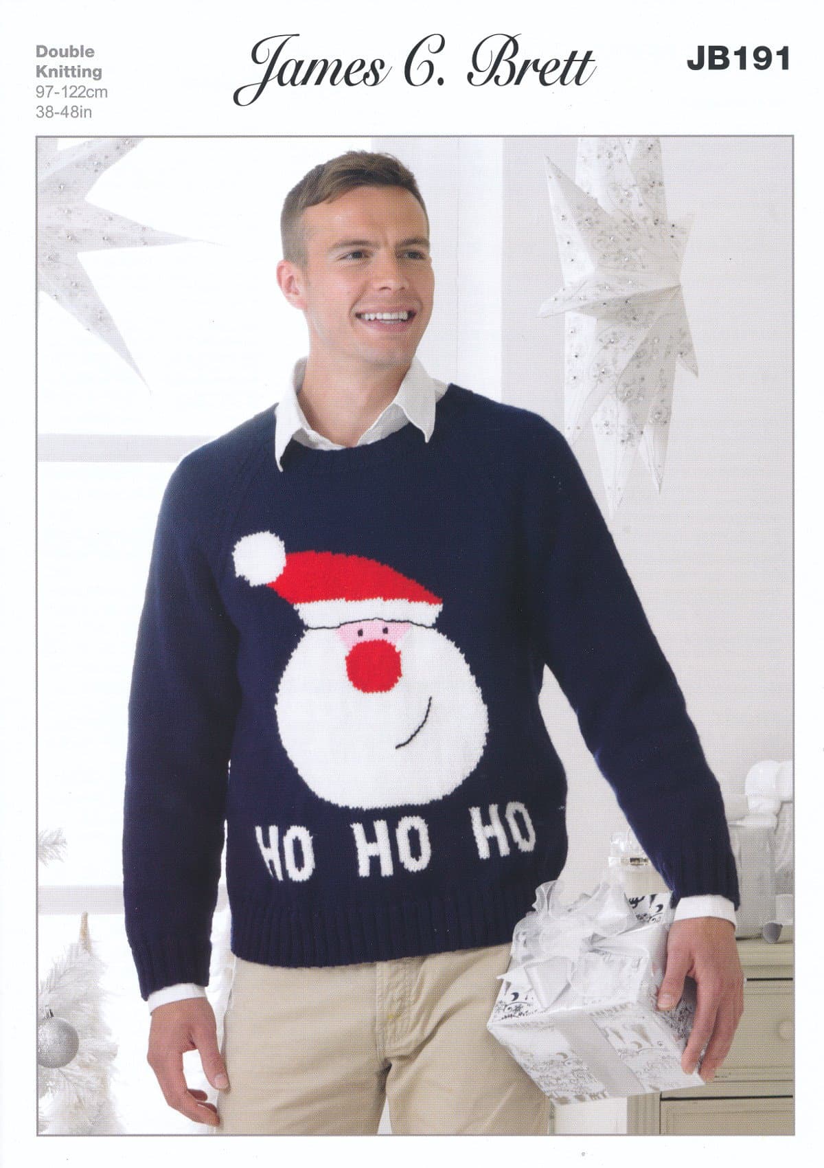 James C Brett JB191 Knitting Pattern Leaflet Mens Christmas Santa Jumper Sweater in Top Value DK