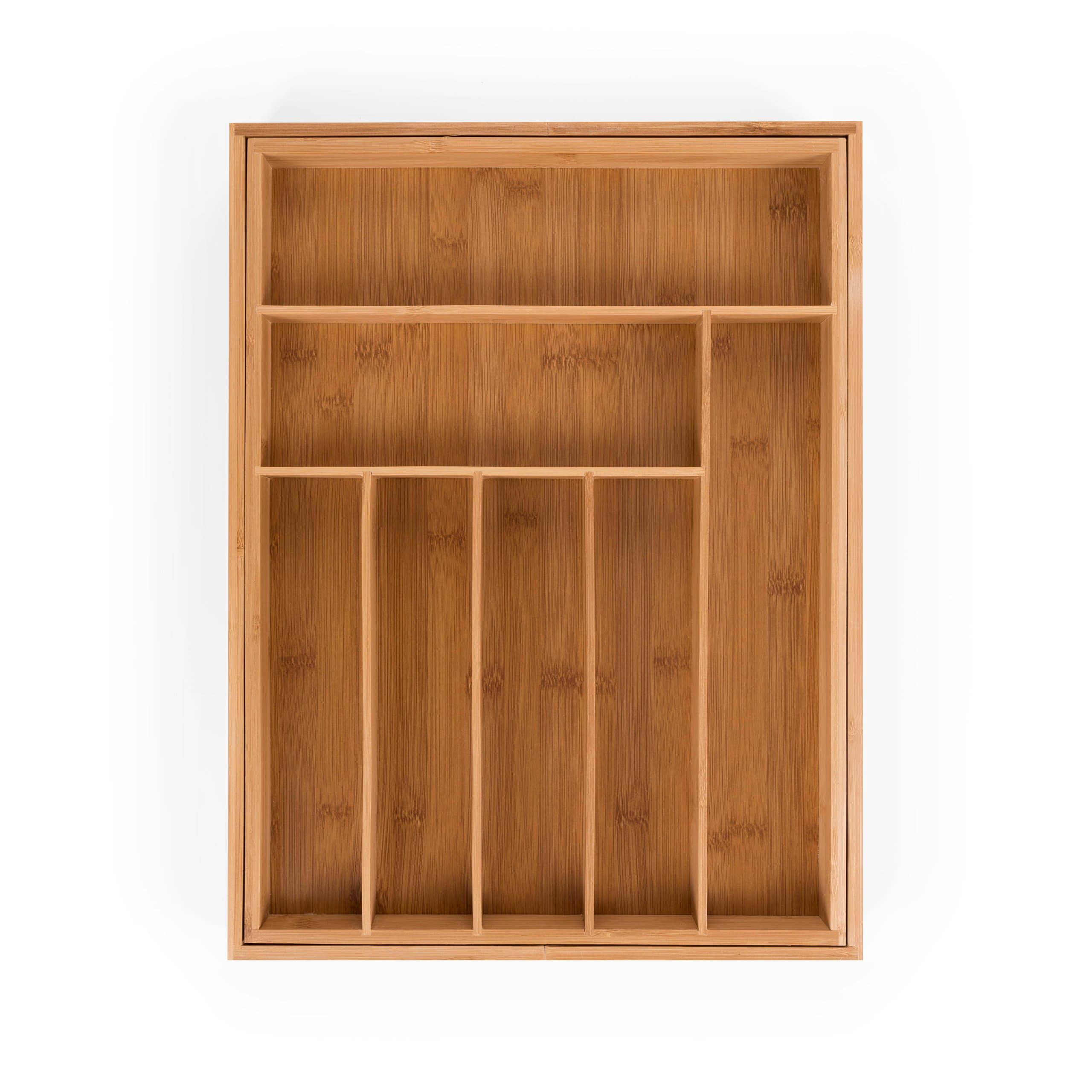 Blumtal Bamboo Cutlery Organiser - Extendable Cutlery Tray for Drawer - Cutlery Trays with Adjustable Size: 7 to 9 Segments