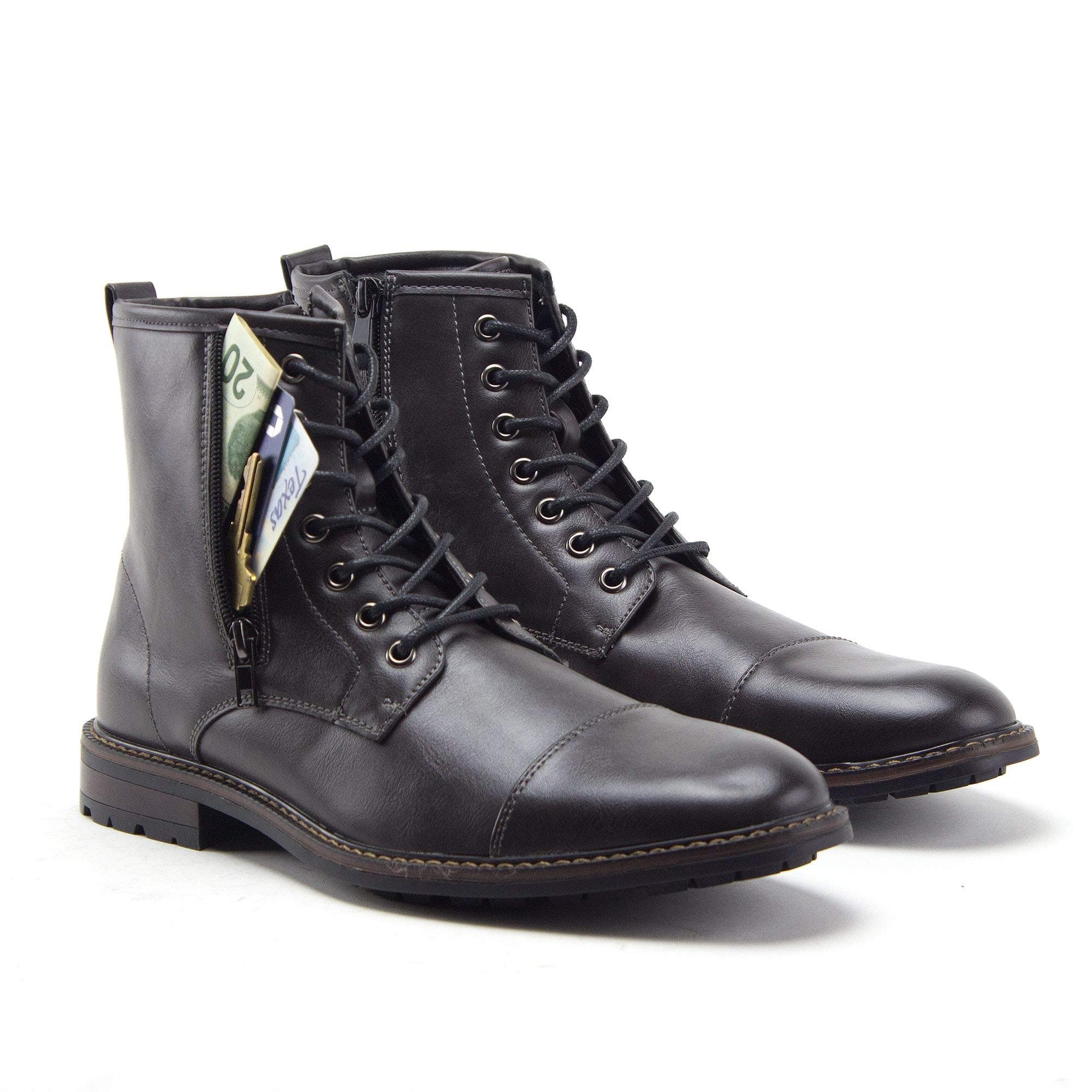 JazaméMen's Stealth Distressed Secret Pocket Storage Military Combat Dress Boots