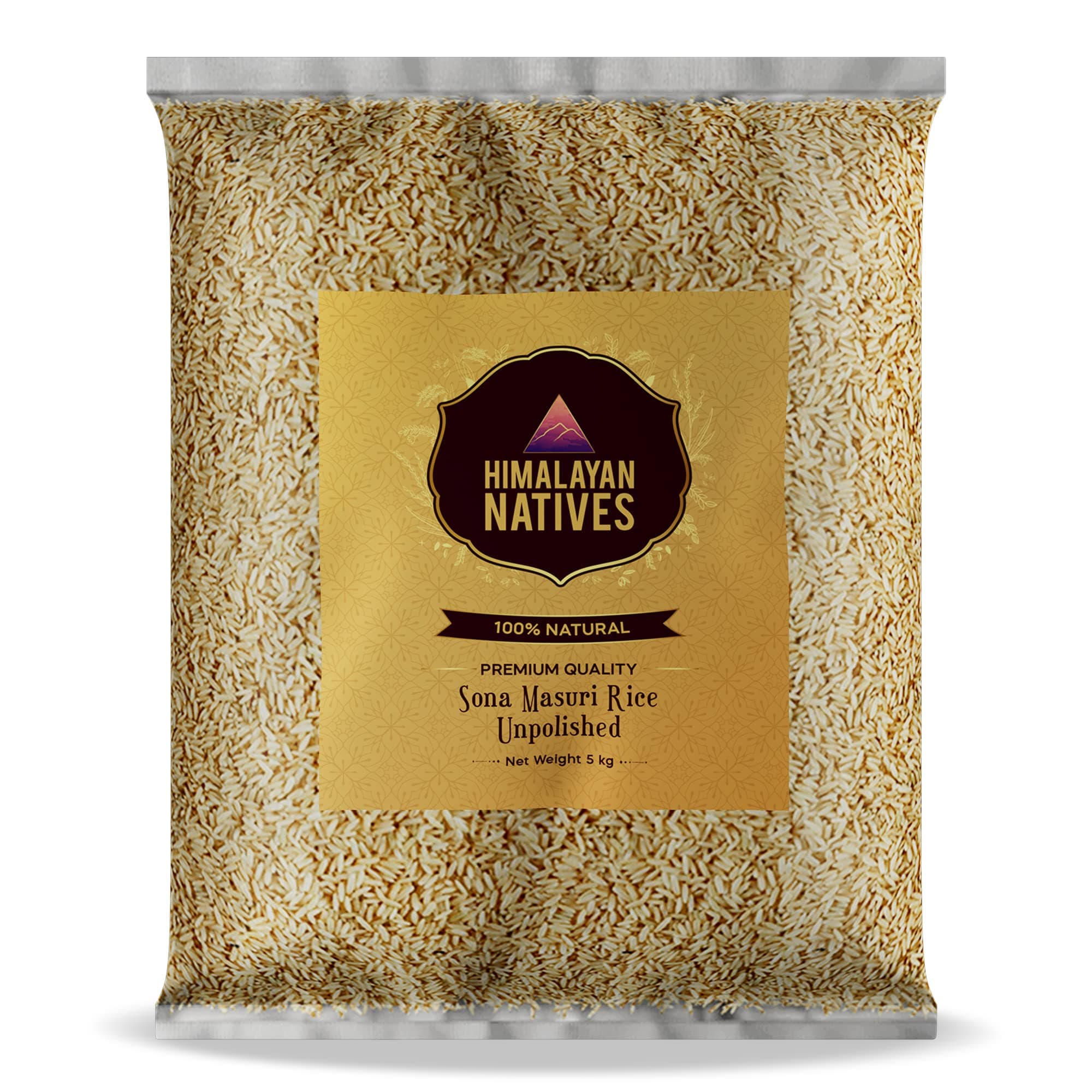 Himalayan Natives 100% Natural Premium Sona Masuri Unpolished Rice 5 kg | Brown Rice | Unprocessed | Helps in Weight Management | Boosts Energy | Gluten Free