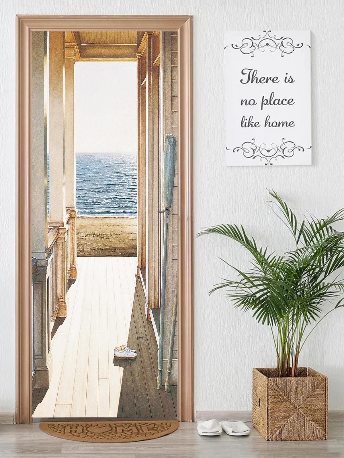 artfanke 3D Door Sticker Peel and Stick 30.3"x78.7"- Self-Adhesive Door Murals Wallpaper - Hand Painting Seascape Corridor Wall Decals for Bedroom Decor (2 Sheets/Set)