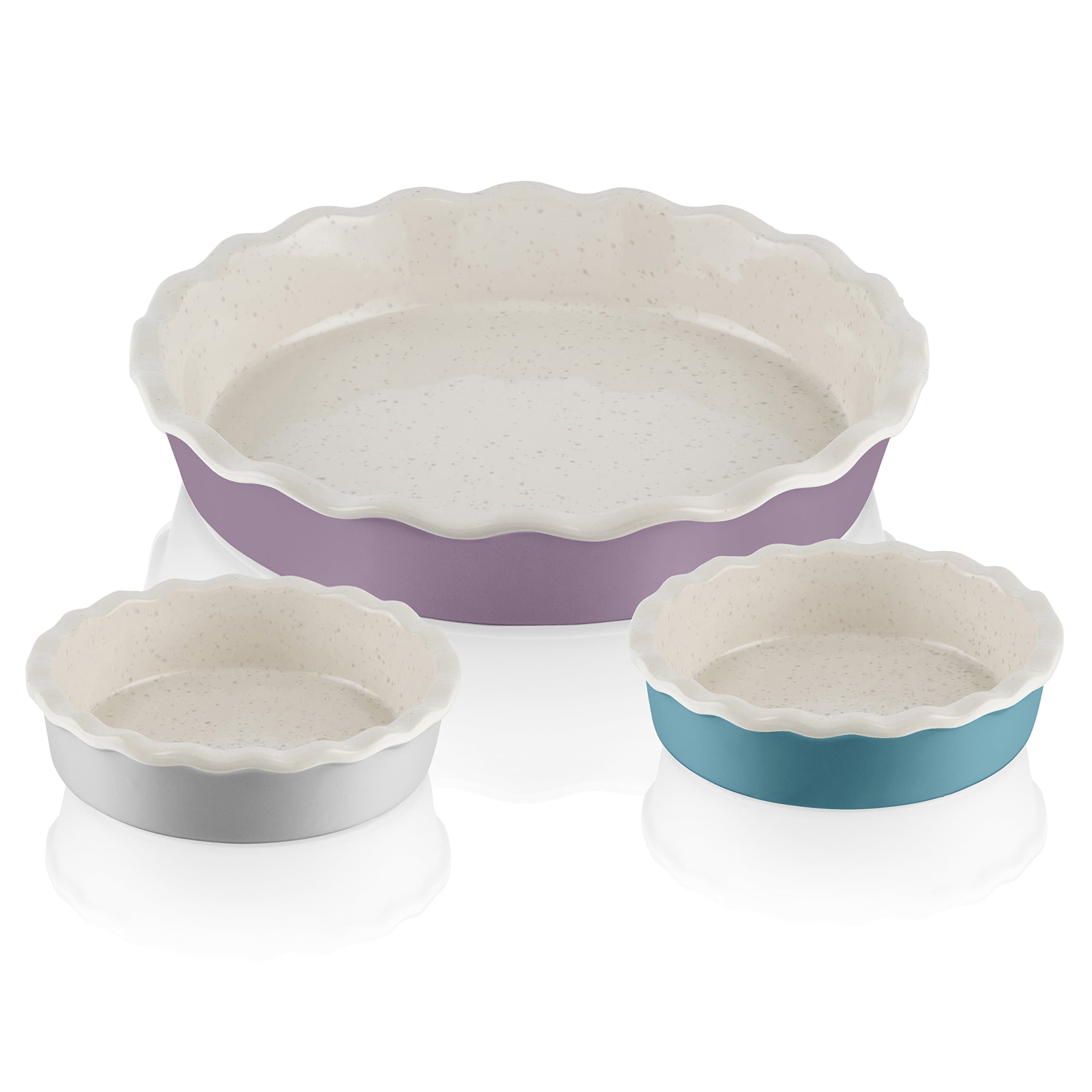 Fearne by Swan Pie Dishes, Ceramic Stoneware, Assorted Pastel Colours, Set of 3