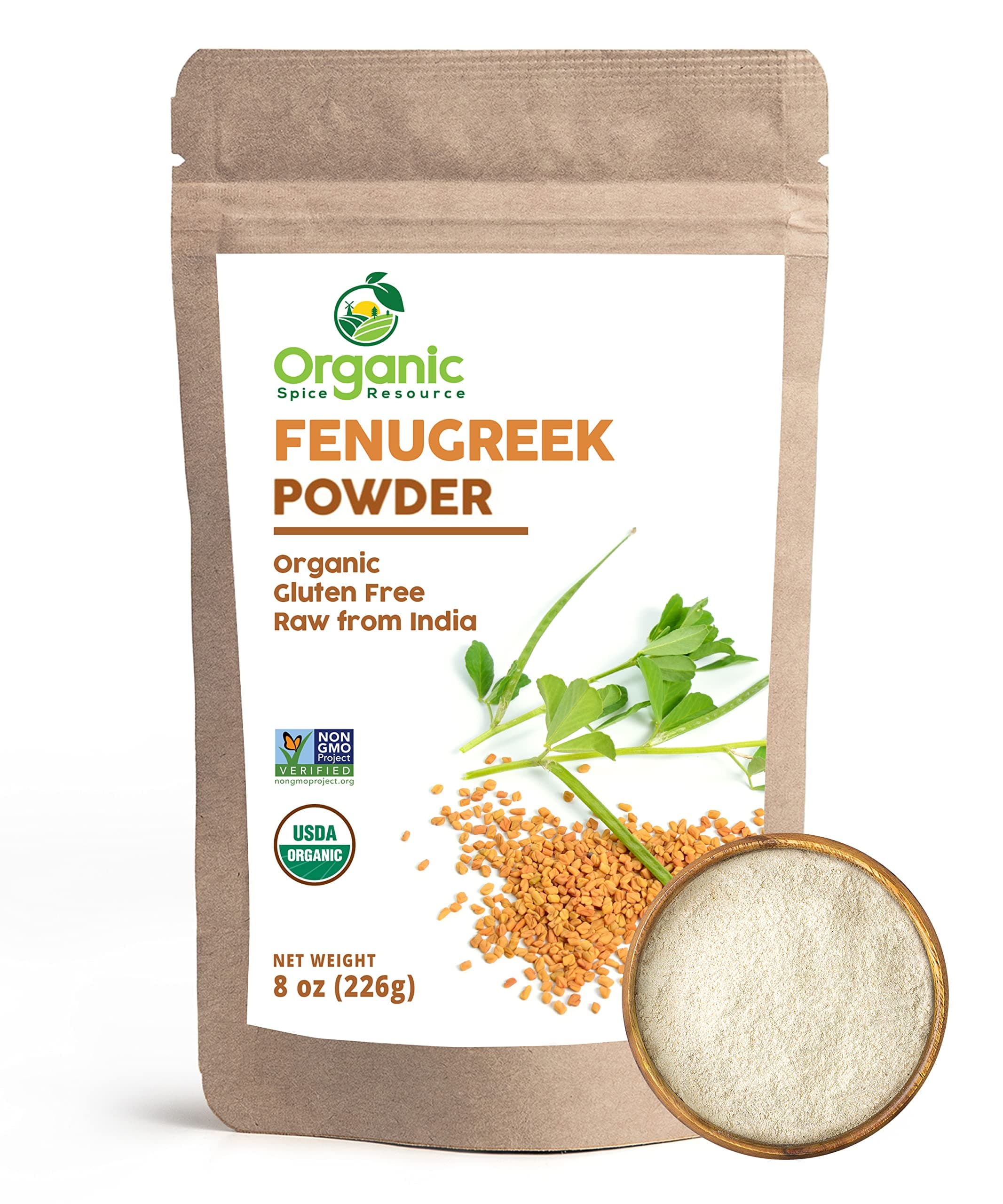 Organic Fenugreek Powder | 8 oz - 226g | USDA Organics and Non-GMO Verified Project Approved | Product of India | 100% Raw and Natural | Resealable Kraft Bag by SHOPOSR