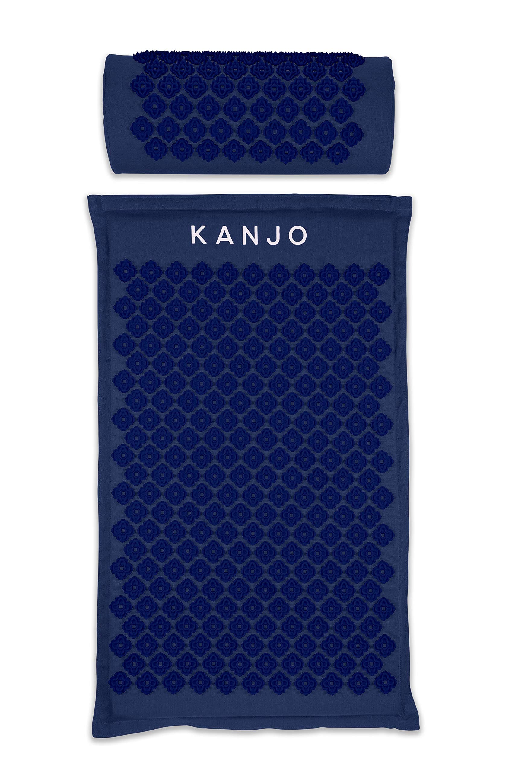 Kanjo FSA HSA Eligible Premium Acupressure Mat and Pillow Set for Back Pain Relief & Neck Pain Relief, with Memory Foam Pillow, Includes Carry Bag, Navy
