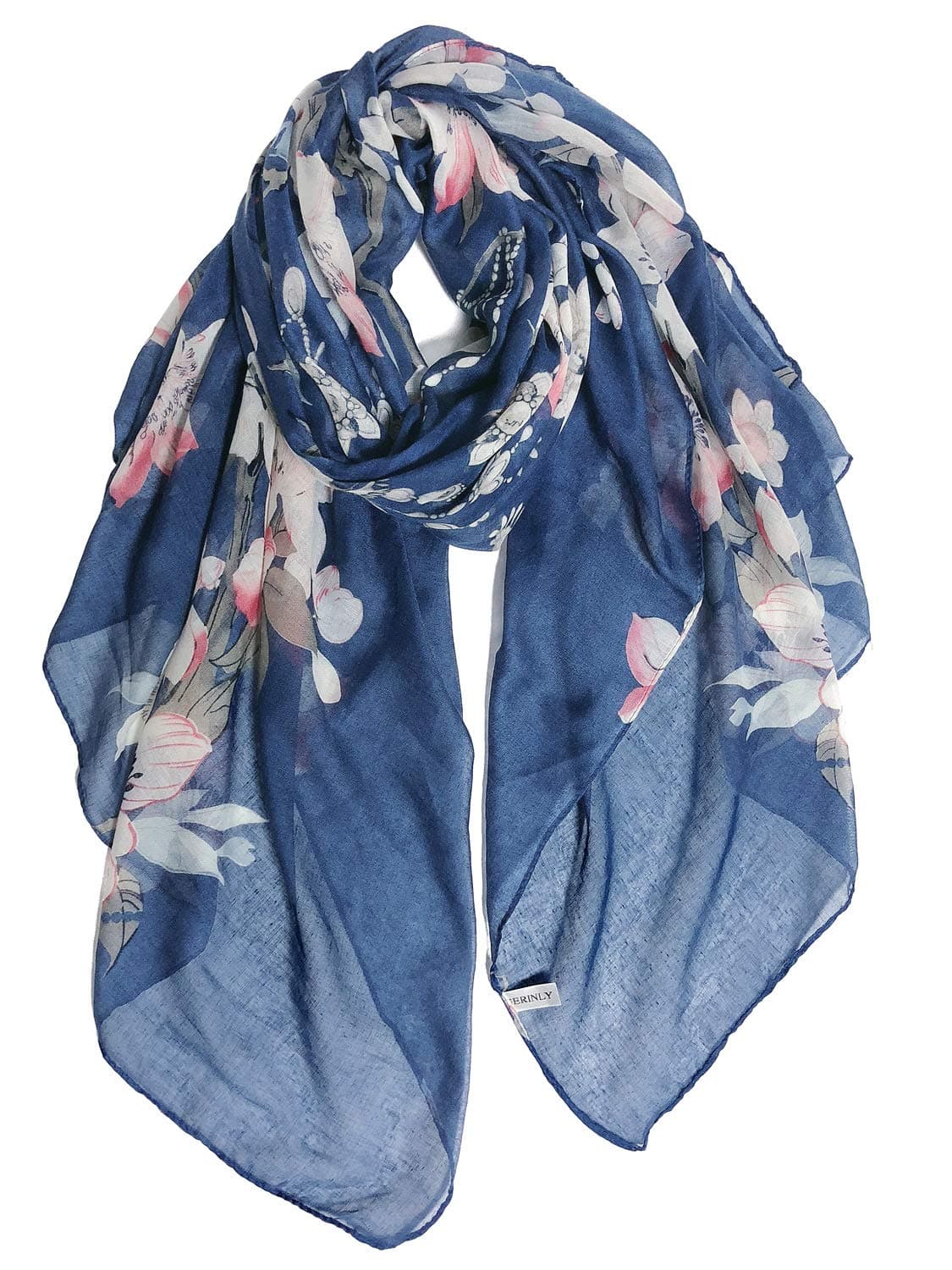 Lightweight Scarves Fashion Flowers Print Women Cotton Wrap Scarf Head Shawl Spring Gift